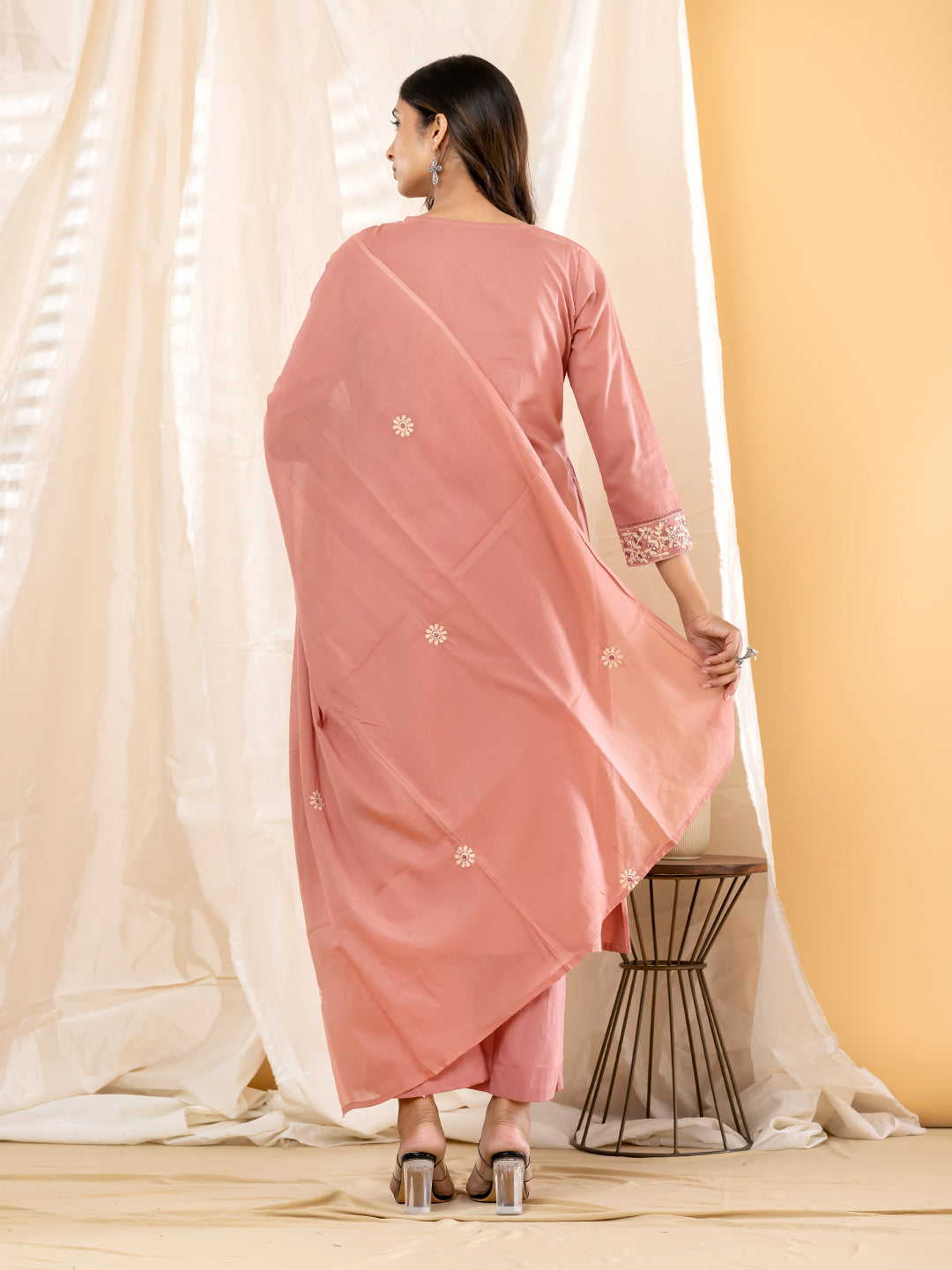 AURELIA EMBROIDERED 3PC SET - DUSTY ROSE