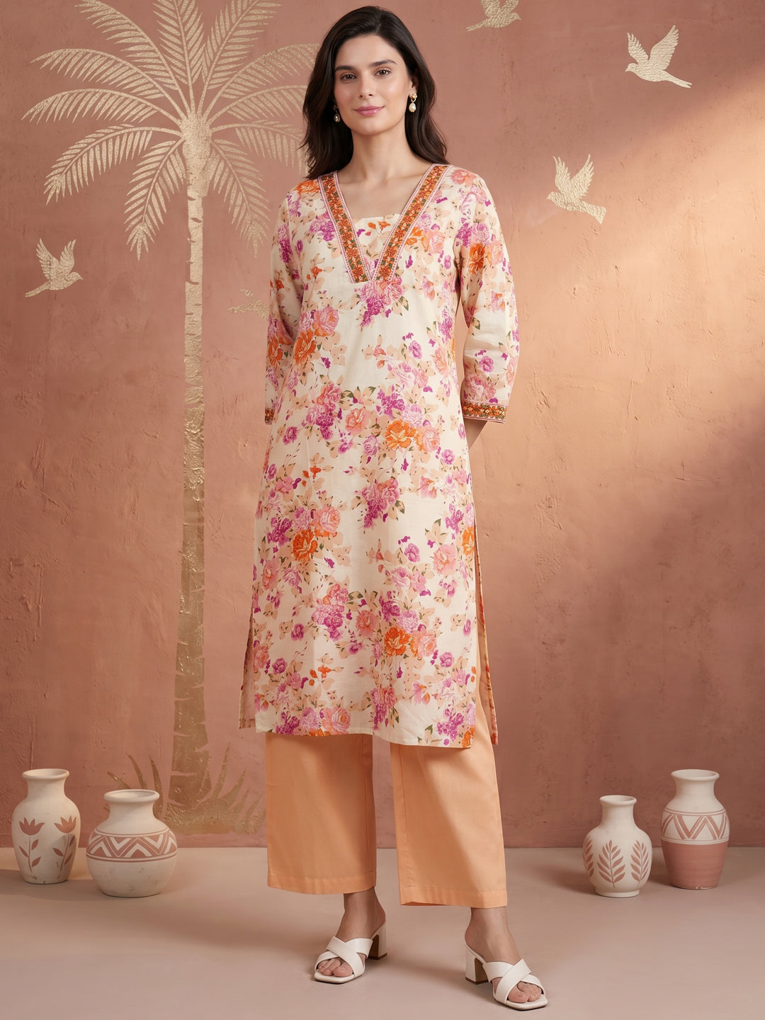 ELVIRA FLORAL PRINTED 3PC SET - BLUSH PINK