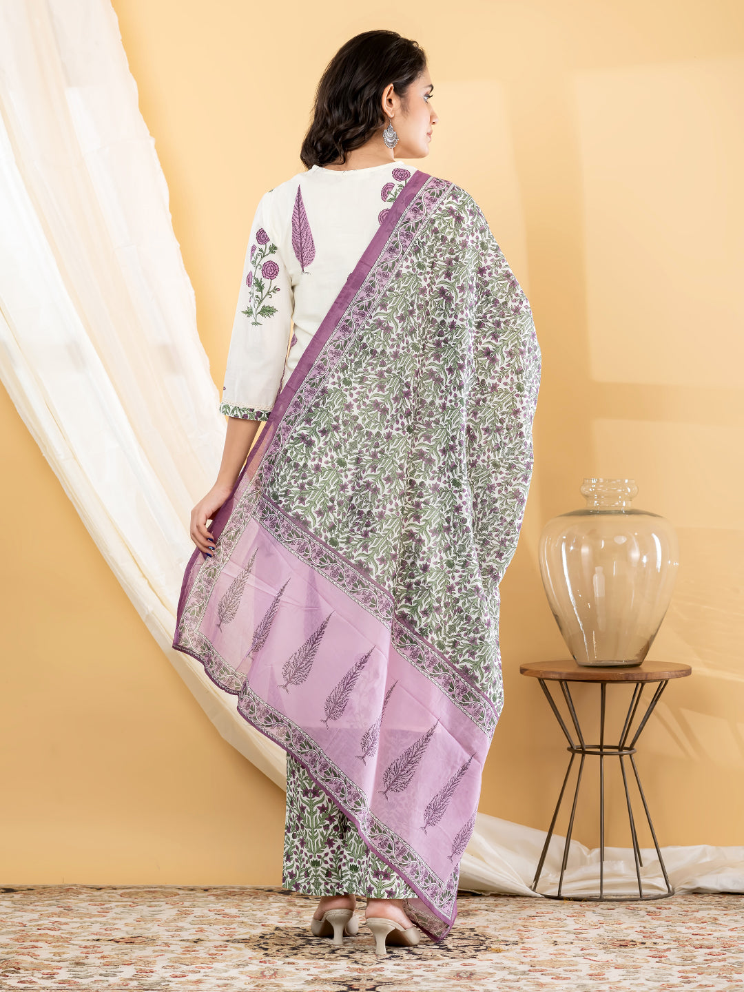 SORAYA BOTANICAL PRINTED 3PC SET - IVORY MAUVE