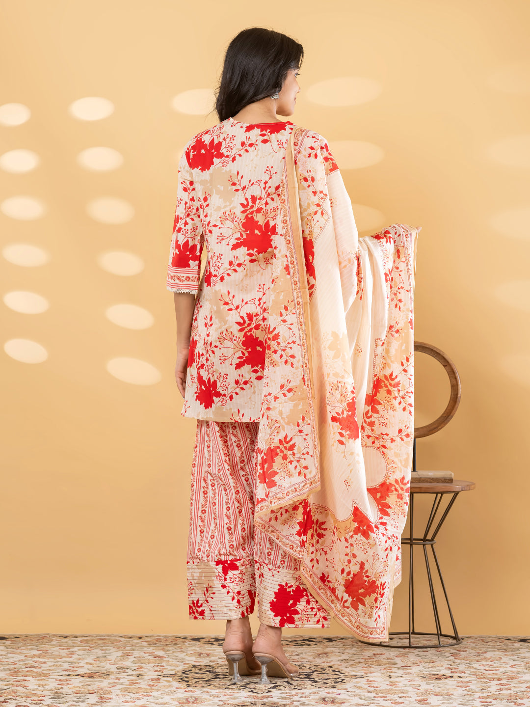 NOOR FARSI WHITE / RED SALWAR SUIT SET WITH DUPATTA
