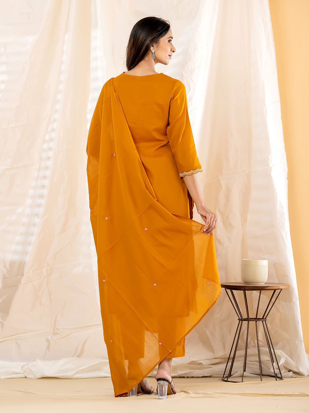 Gulrose Embroidered 3Pc Set – Mustard Gold