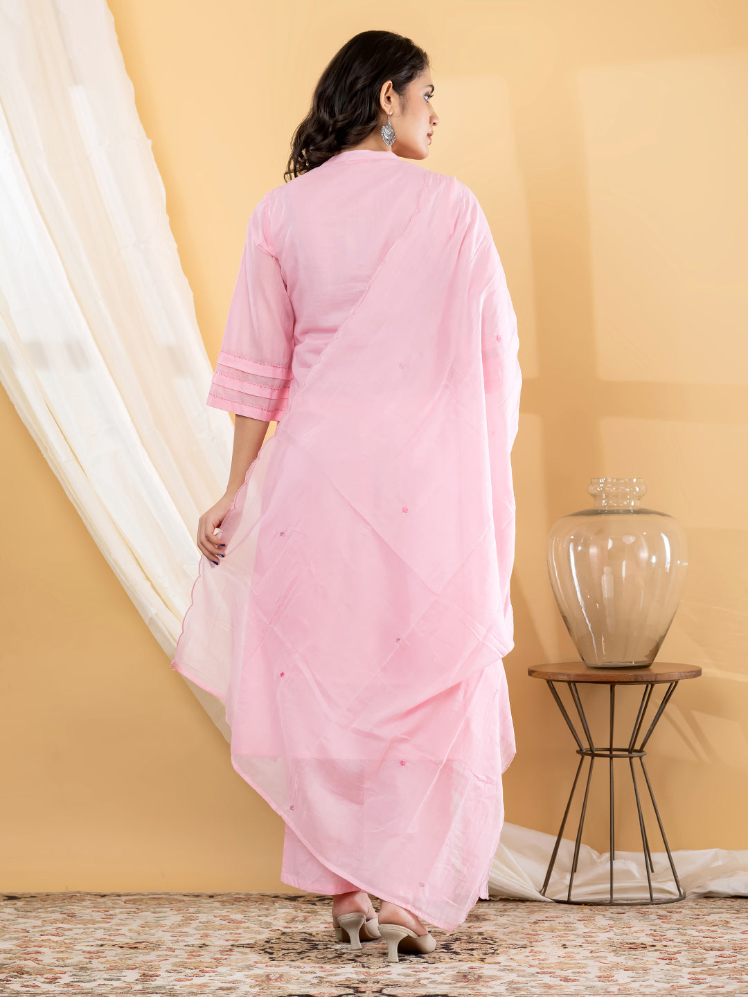 Aabha Floral Embroidered 3Pc Set – Blush Pink
