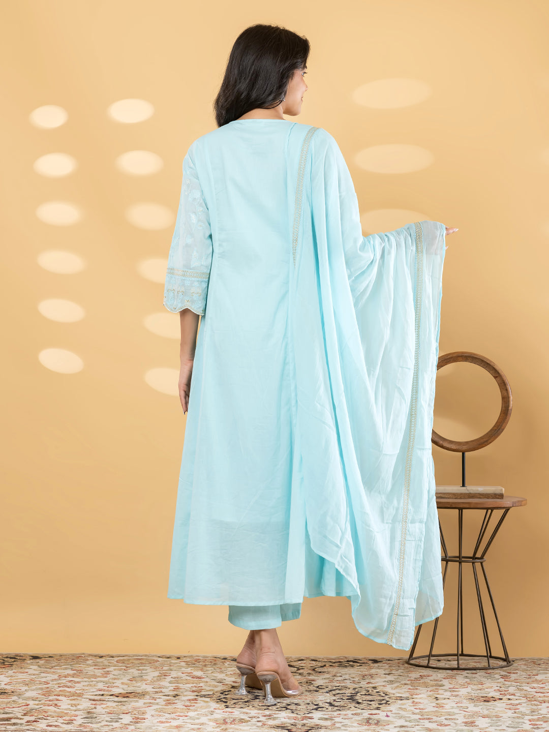 NAIRA EMBROIDERED 3PC SET - ICE BLUE