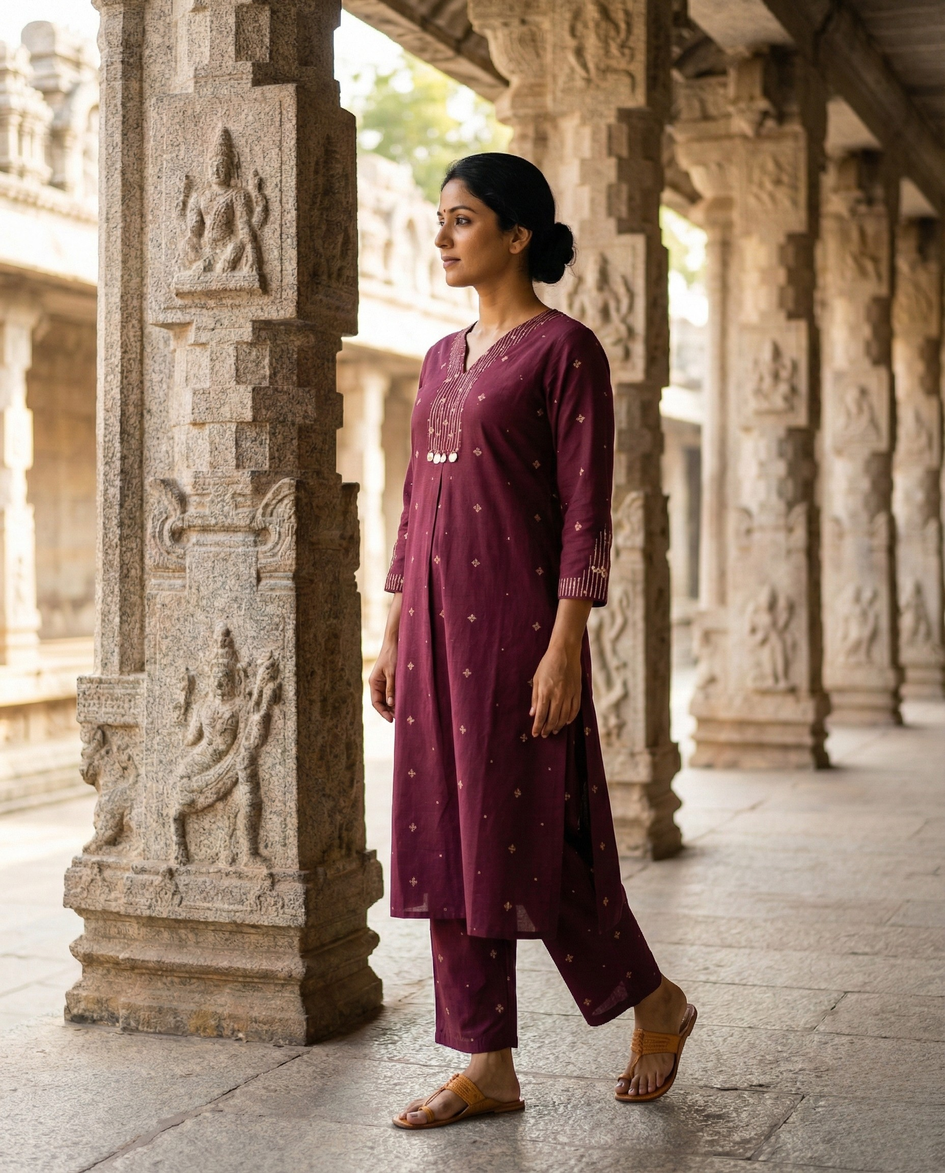 Deccan Weave South Cotton Wine KP Set