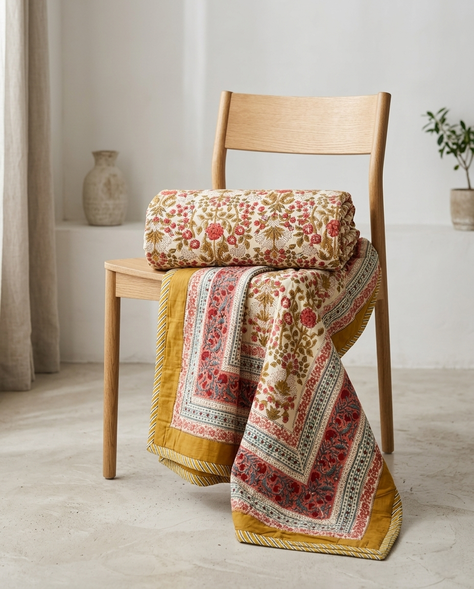 ALLOVER FLORAL VINE REVERSIBLE SINGLE DOHAR PREMIUM COTTON