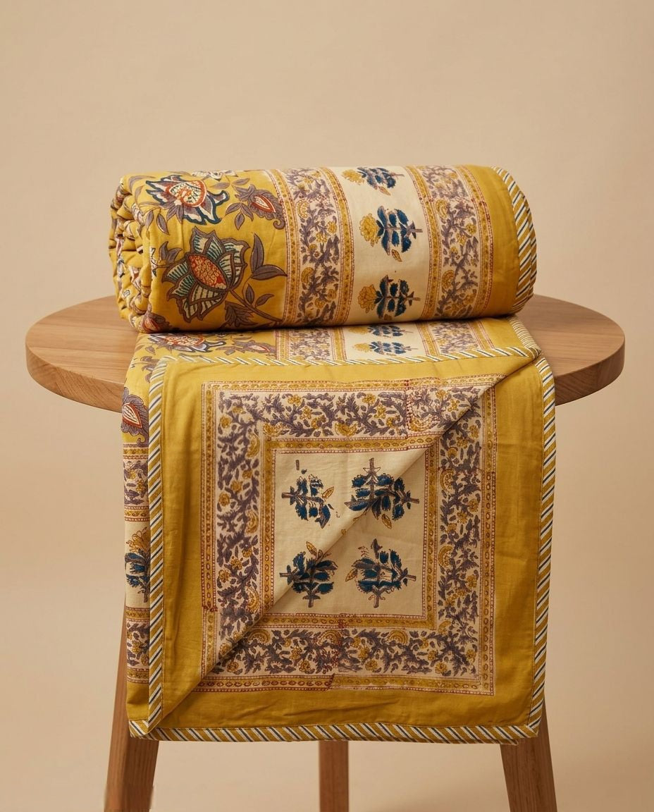 SUNLIT MEADOW REVERSIBLE SINGLE DOHAR PREMIUM COTTON