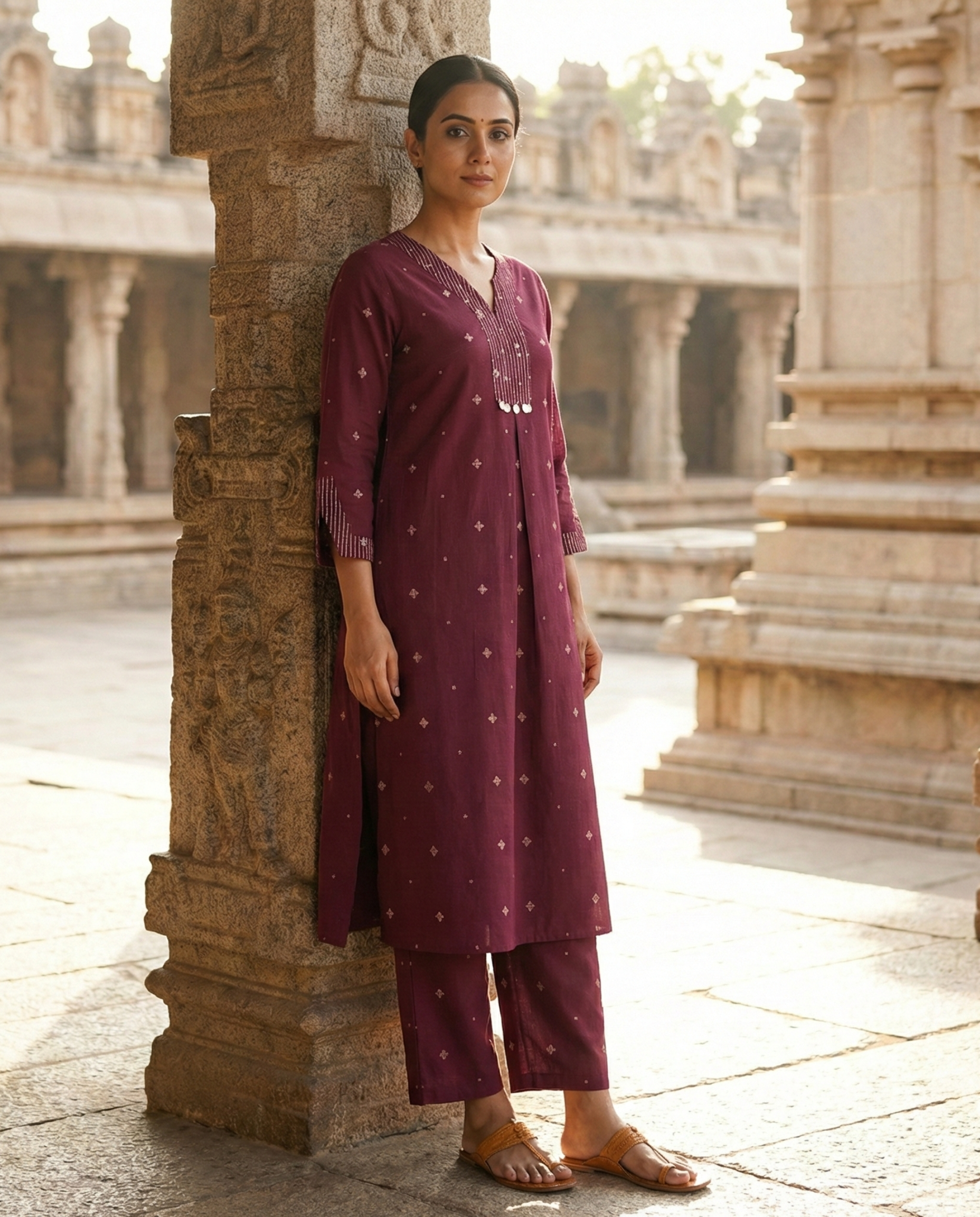 Deccan Weave South Cotton Wine KP Set