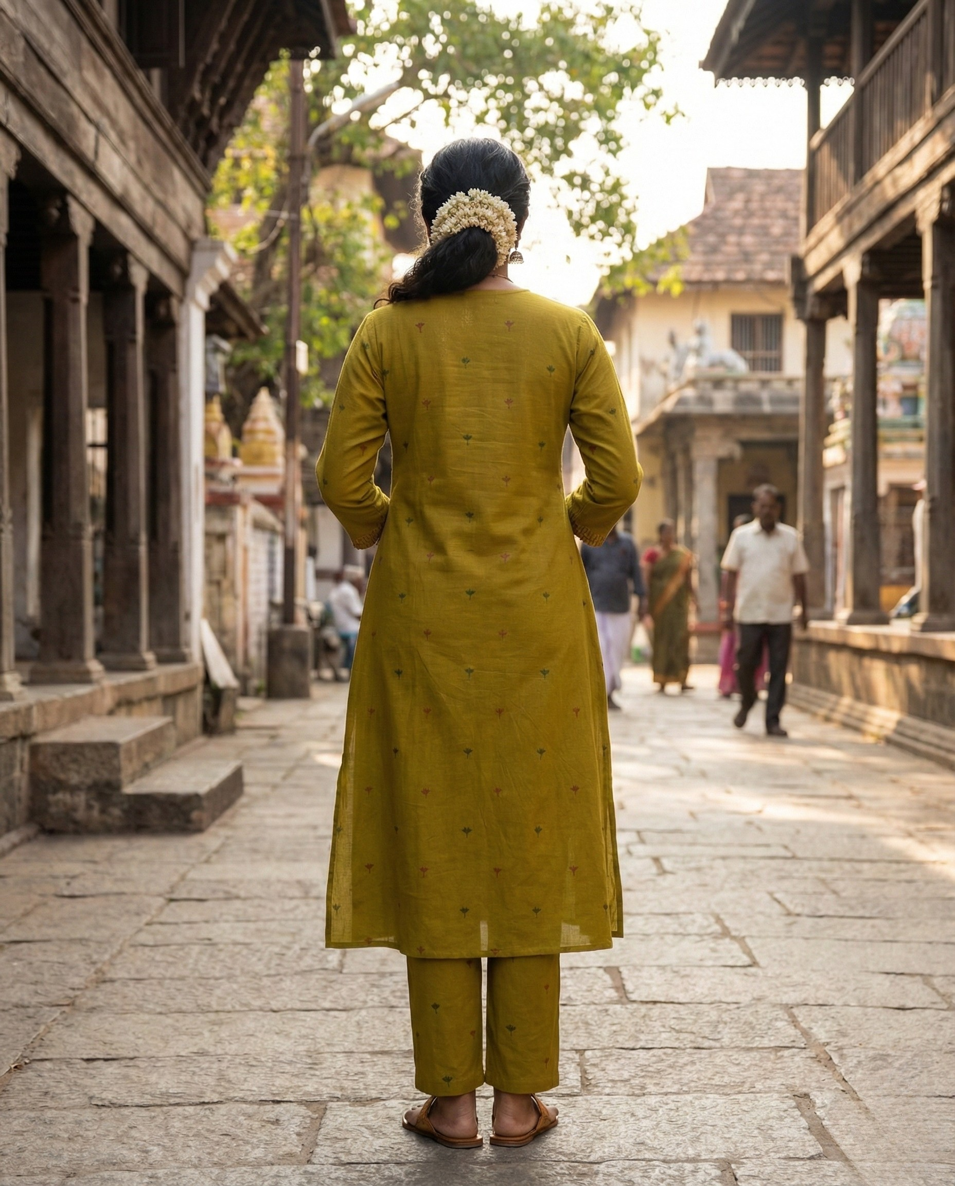 Deccan Weave South Cotton Mustard Brown KP Set