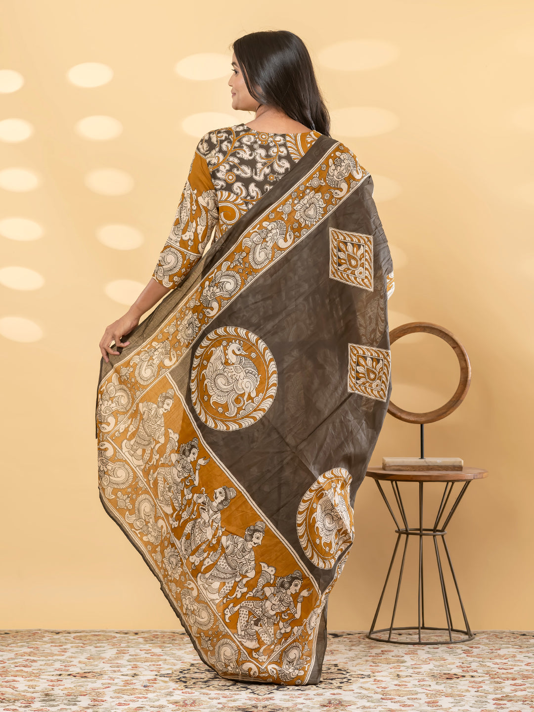 Vrinda Kalamkari 3Pc Set – Cocoa Brown