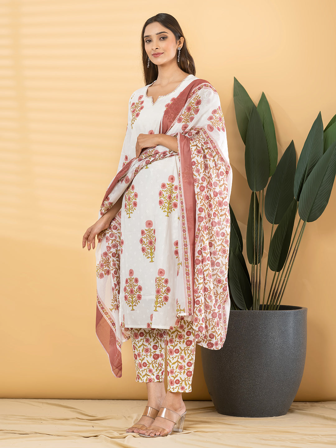 AARIKA FLORAL 3PC SET - IVORY PINK