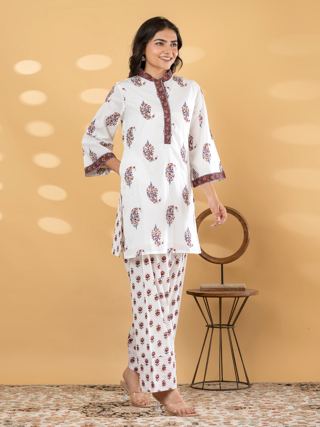 GULBAHAR FARSI WHITE / RED SALWAR SUIT SET