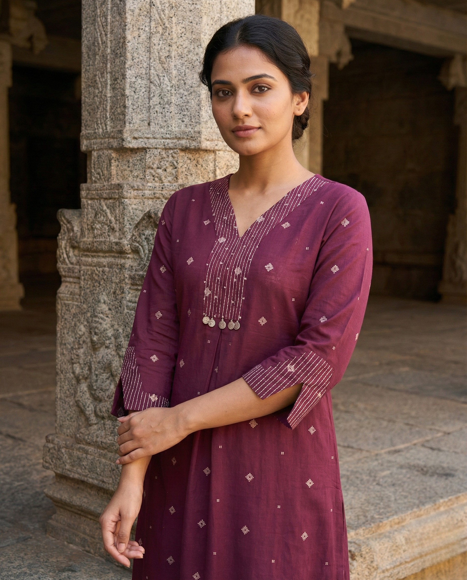 Deccan Weave South Cotton Wine KP Set