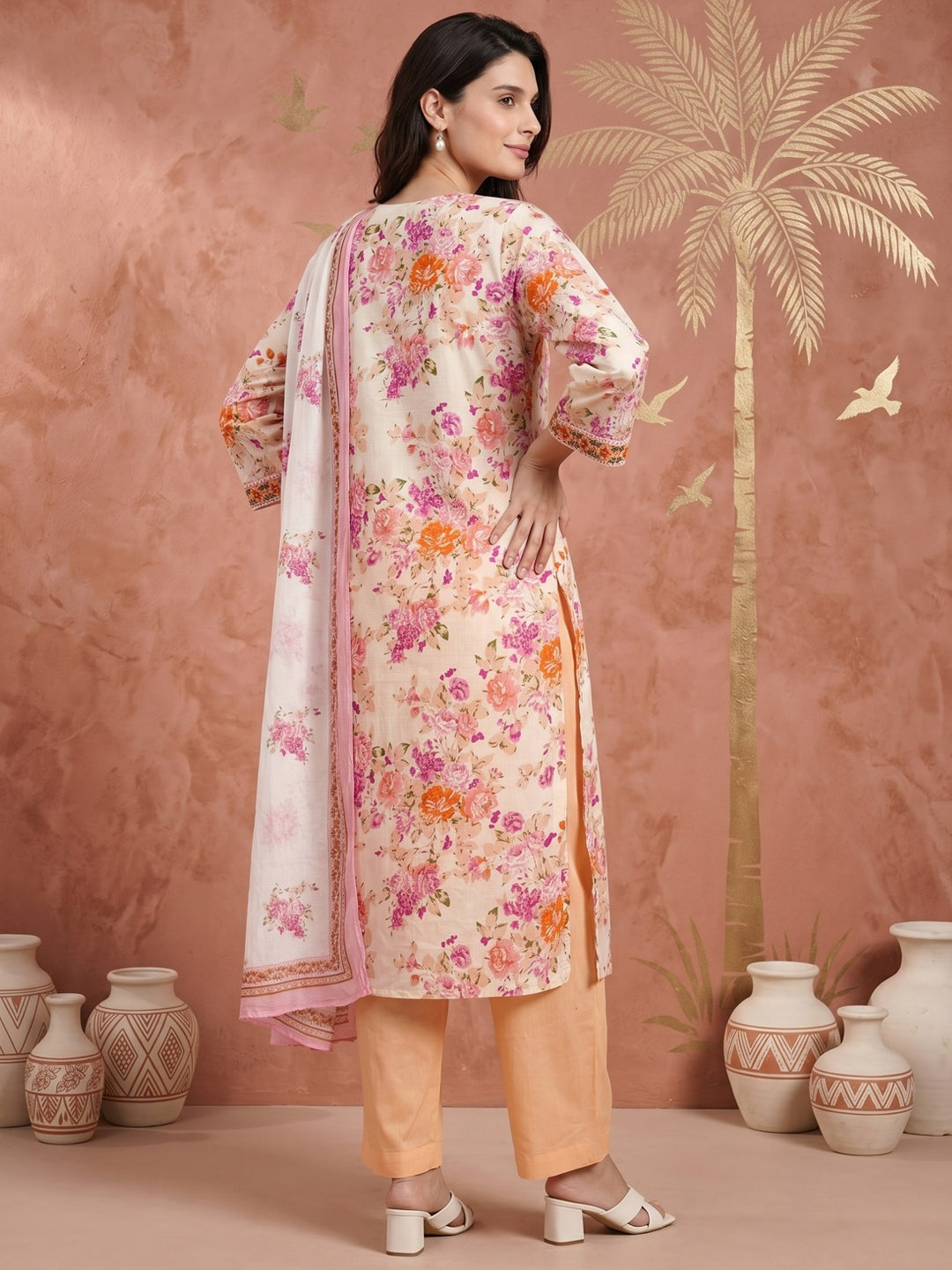 ELVIRA FLORAL PRINTED 3PC SET - BLUSH PINK