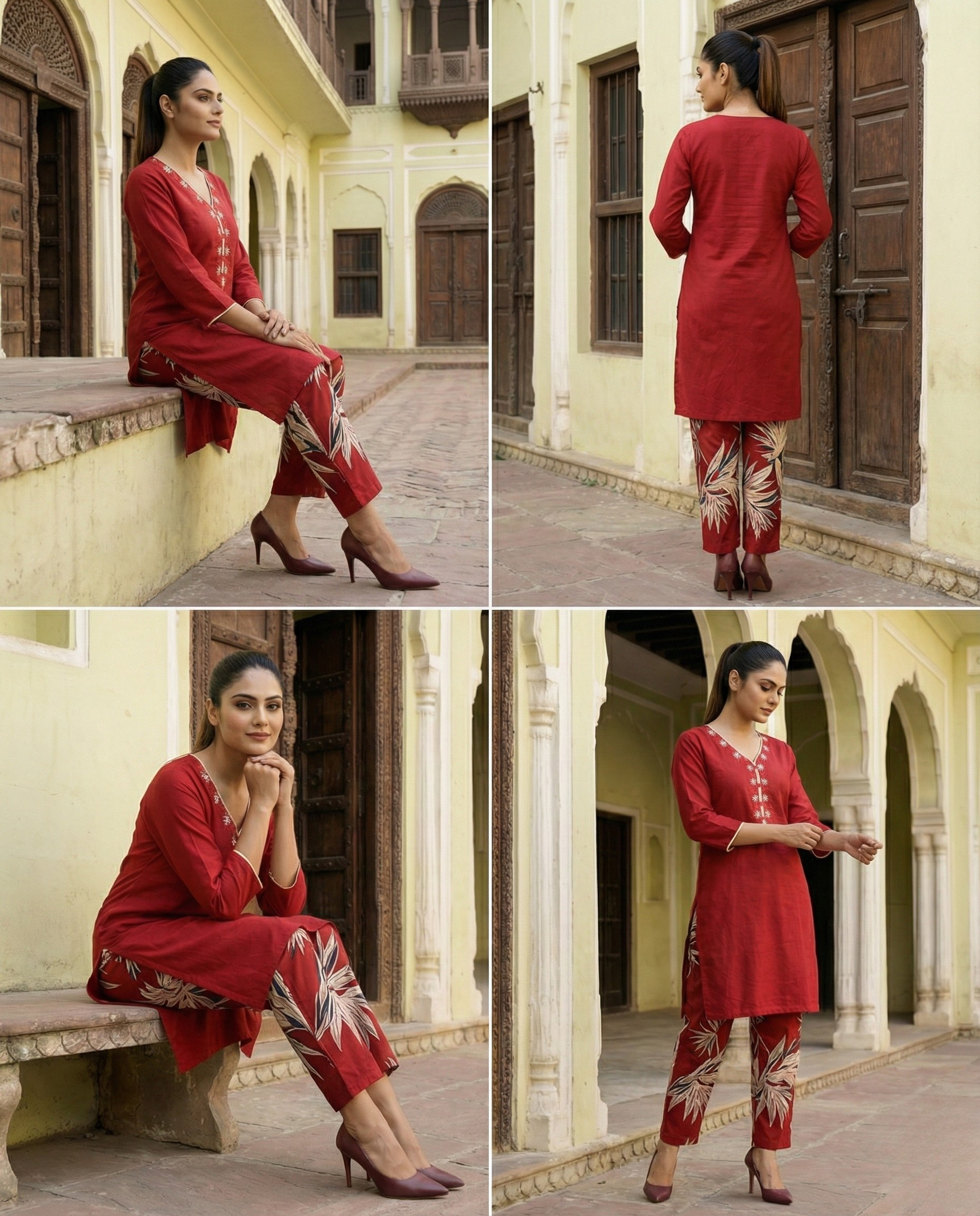 Kingfisher Designer Cotton KP Set - Red