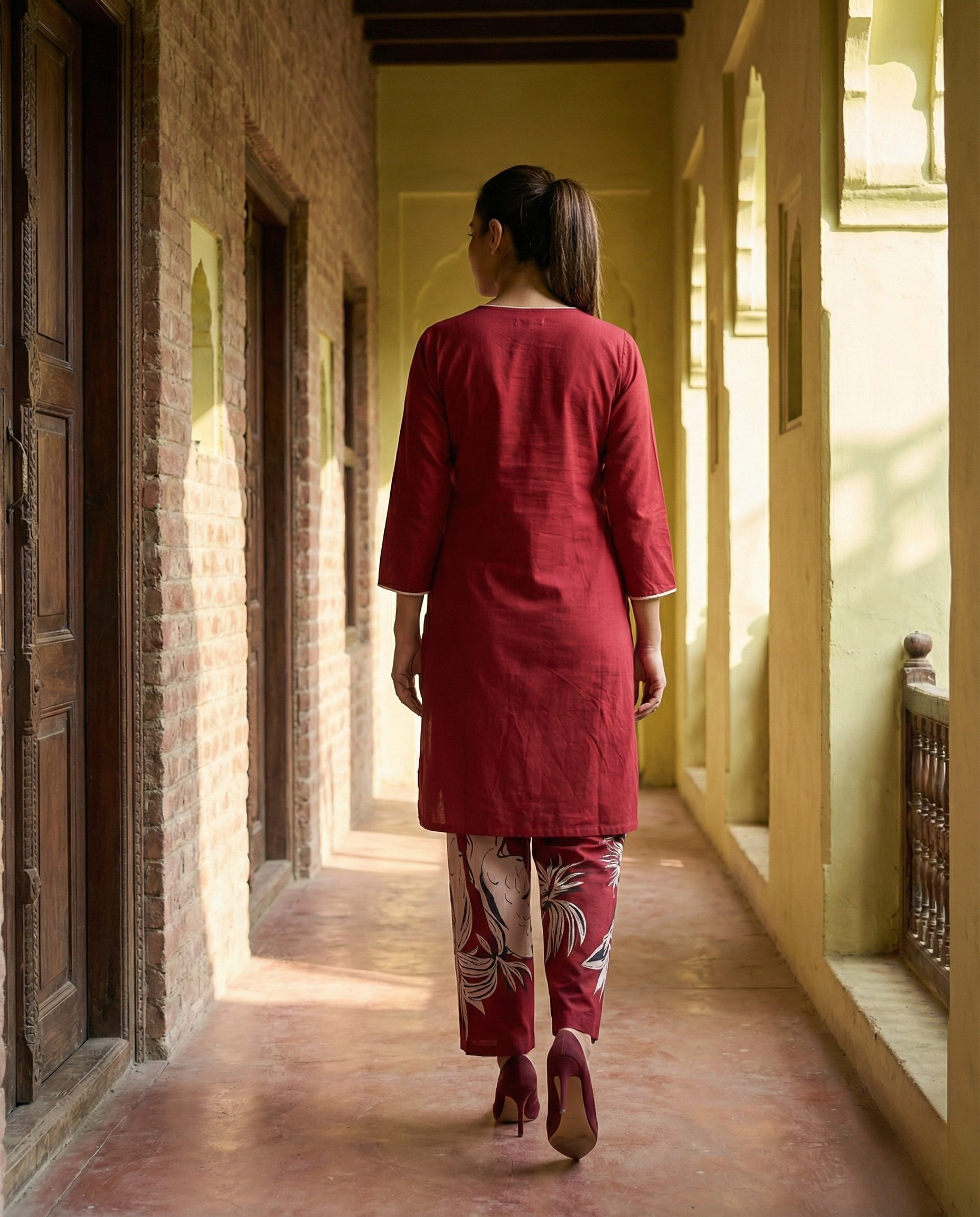 Kingfisher Designer Cotton KP Set - Red