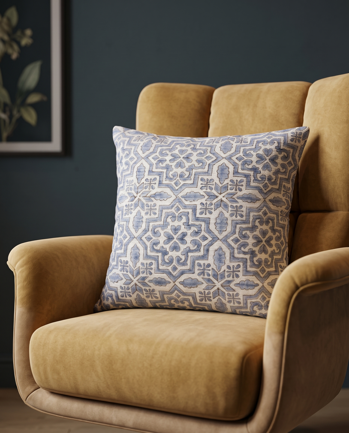 Neel Mahal Geometric Handblock Jute Cushion Cover
