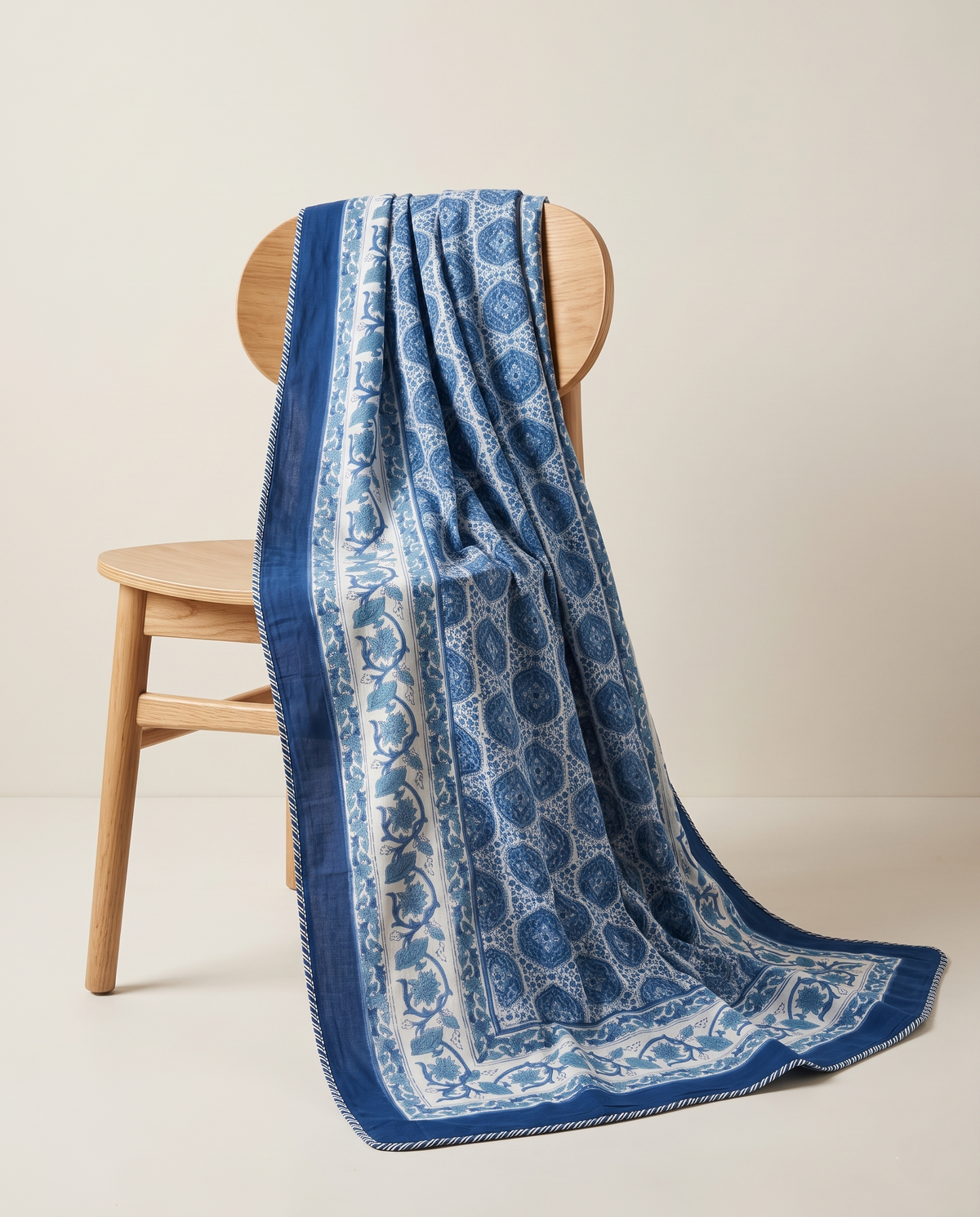 NEELKAMAL ROYAL BLUE HAND BLOCK COTTON DOHAR