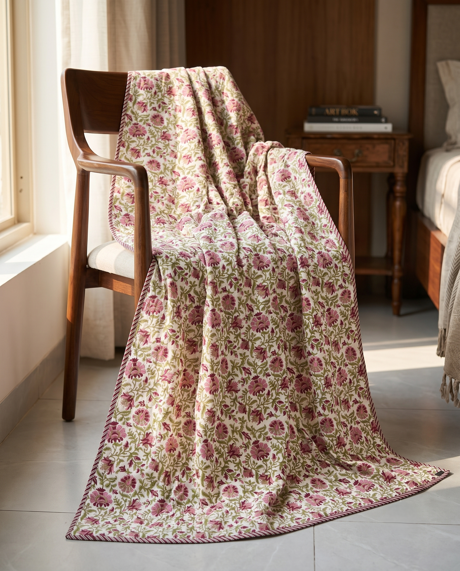 PINK FLORA REVERSIBLE COTTON DOHAR