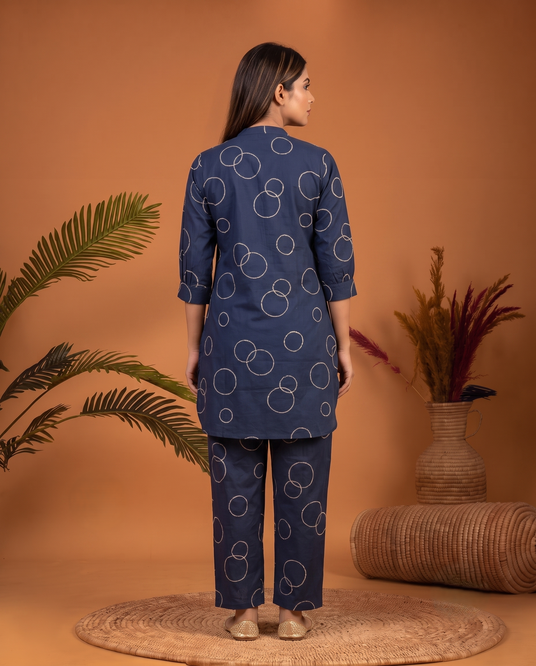 BLUE BUBBLE PRINT ETHNIC FARSI SET