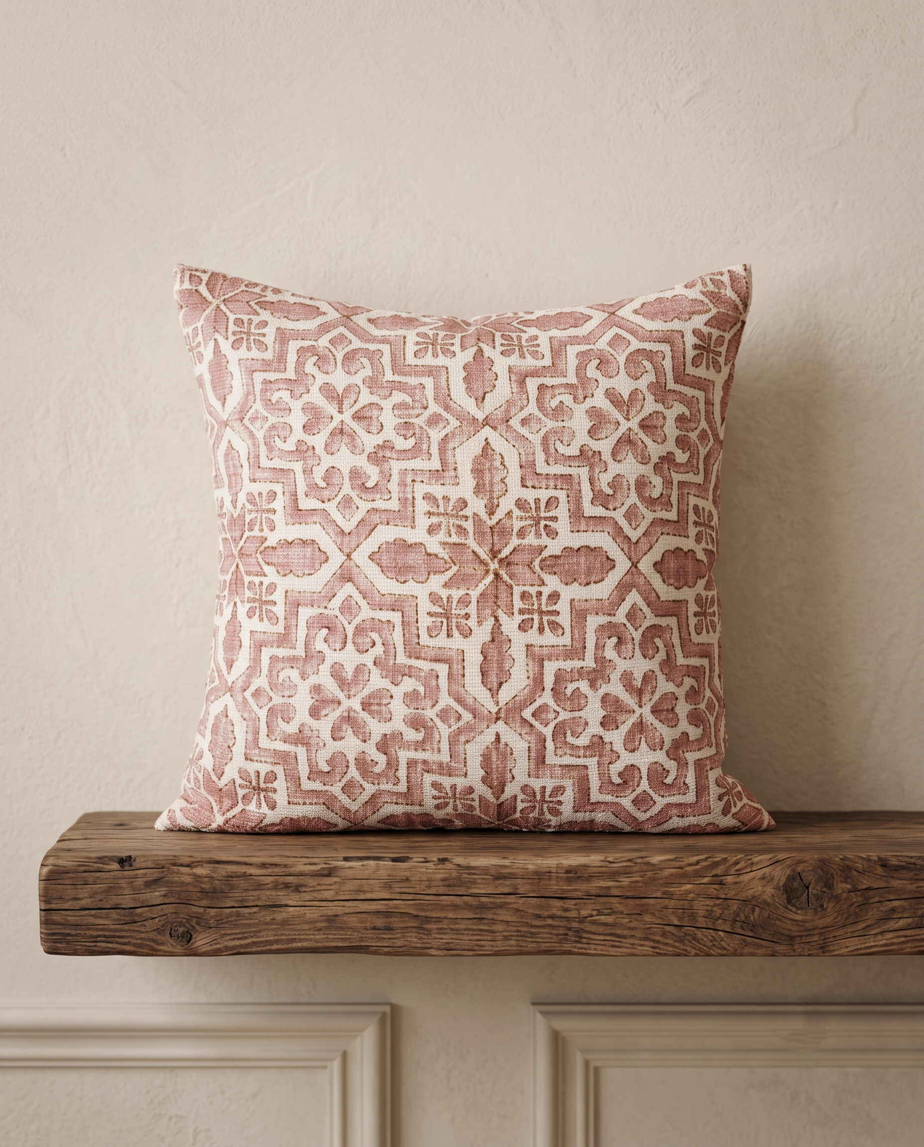 Gulrang Jaali Handblock Jute Cushion Cover