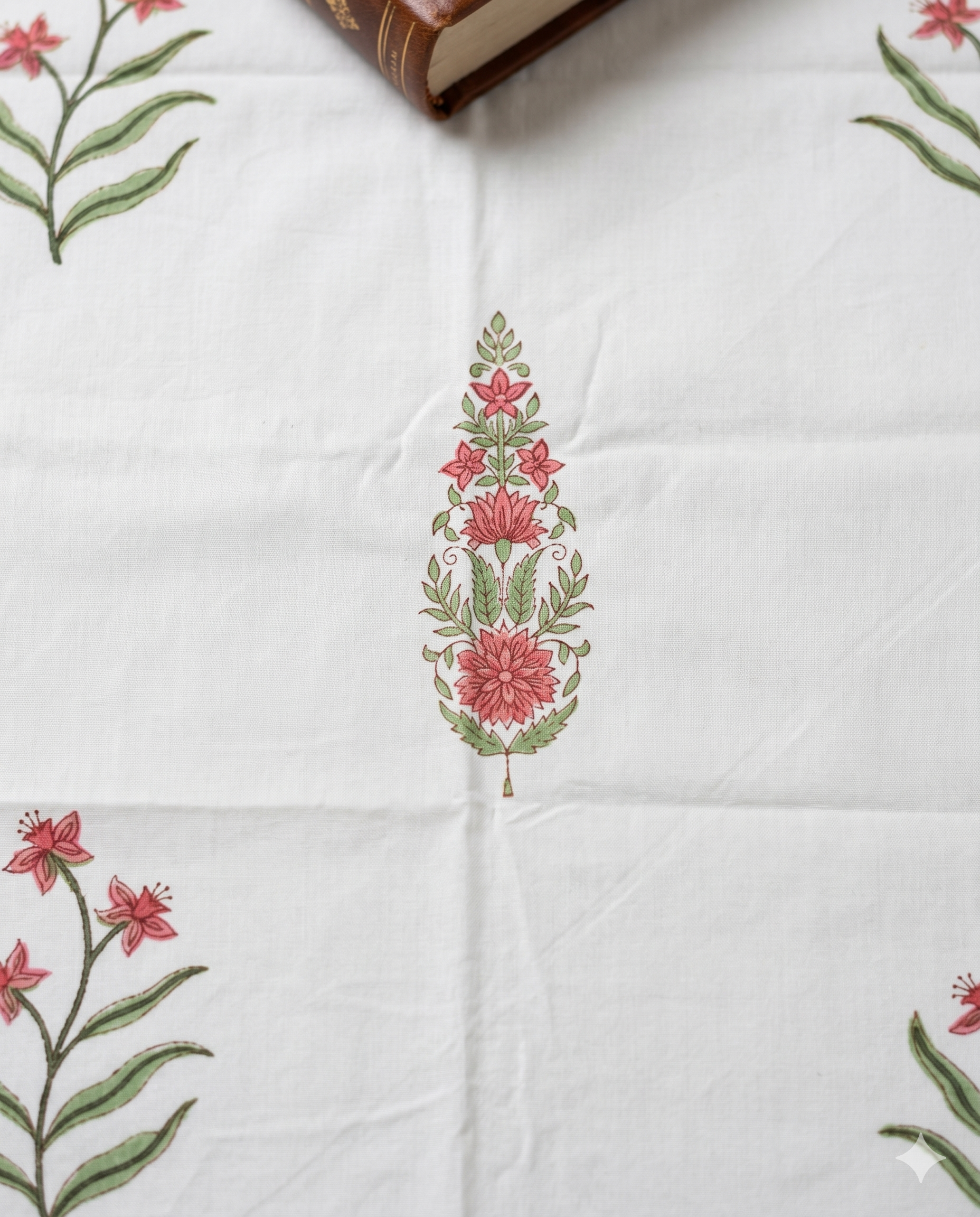 Butta Motif Sage & Coral Premium Cotton Bedsheet