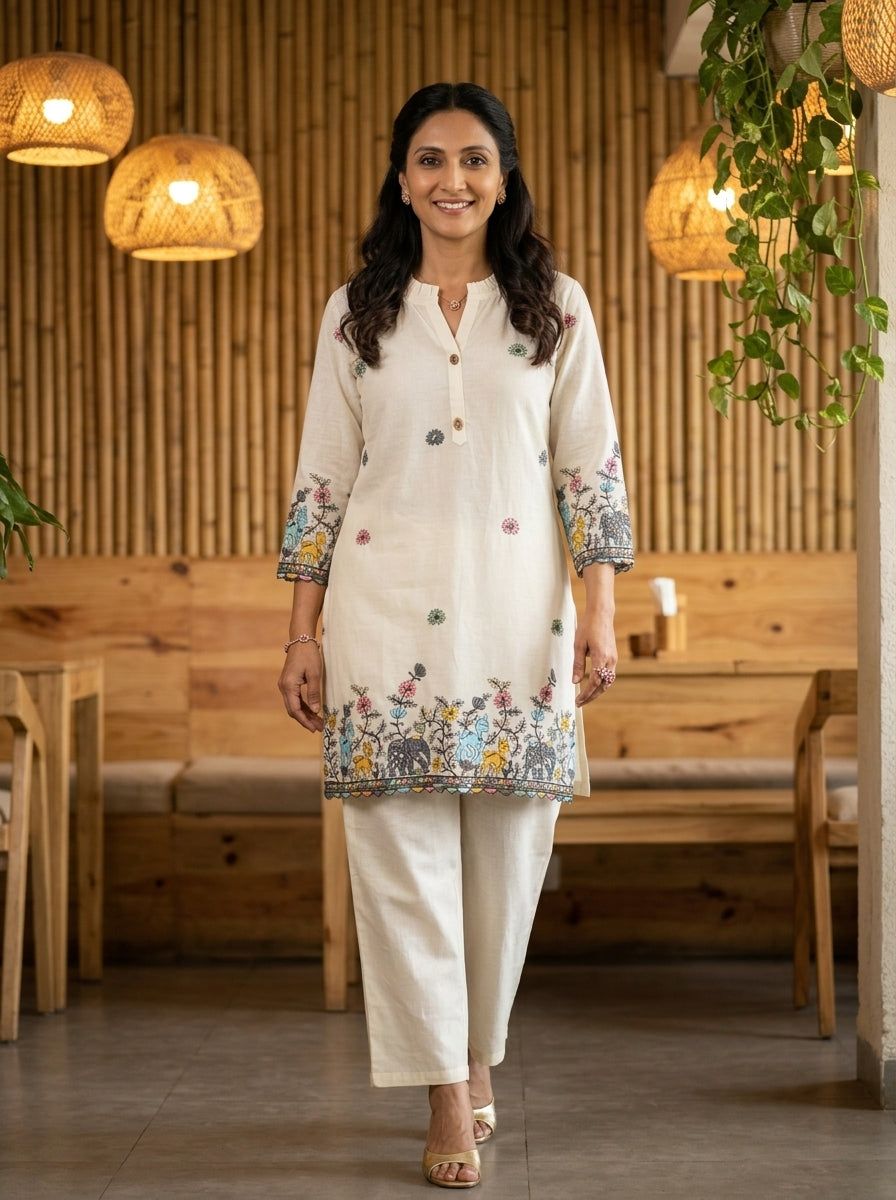 NOOR SAFARI OFF WHITE COTTON CORDSET