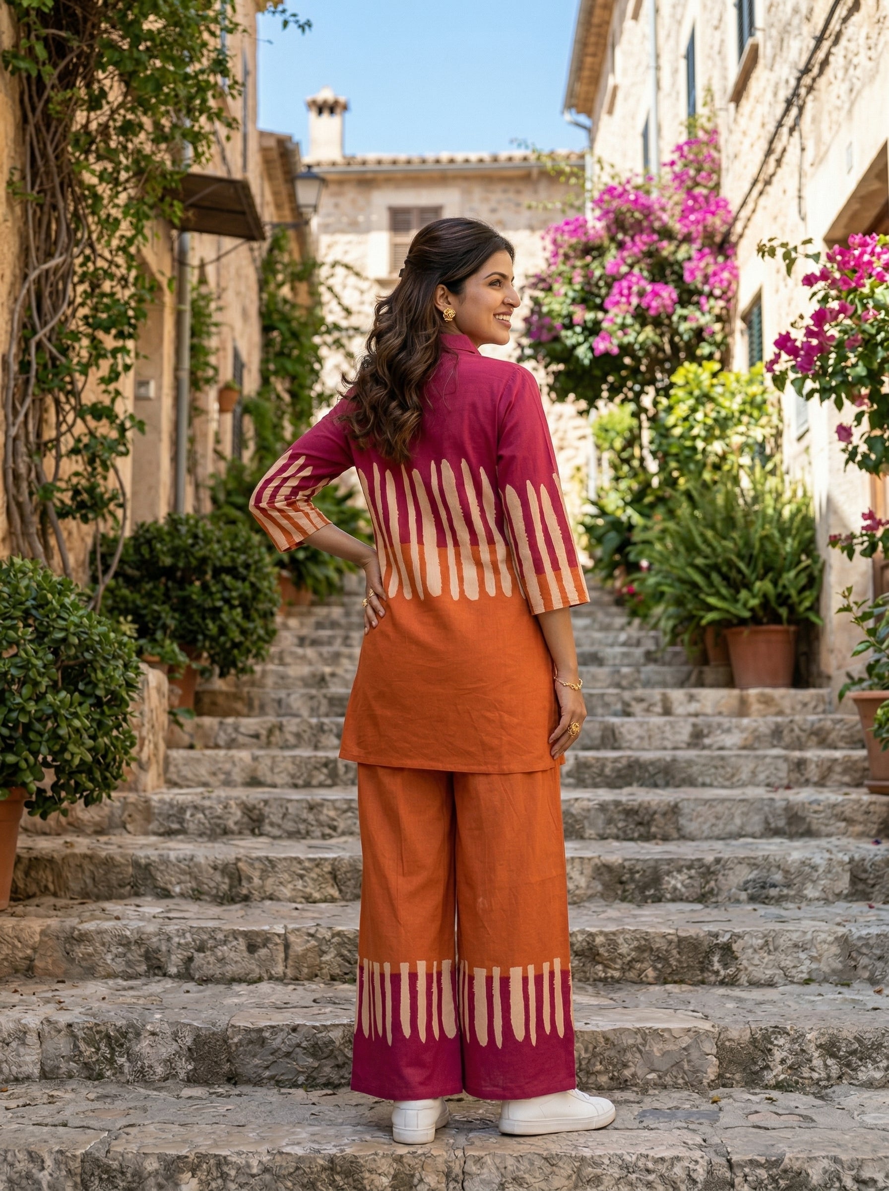RUST & SAND PINK/ORANGE COTTON CORDSET