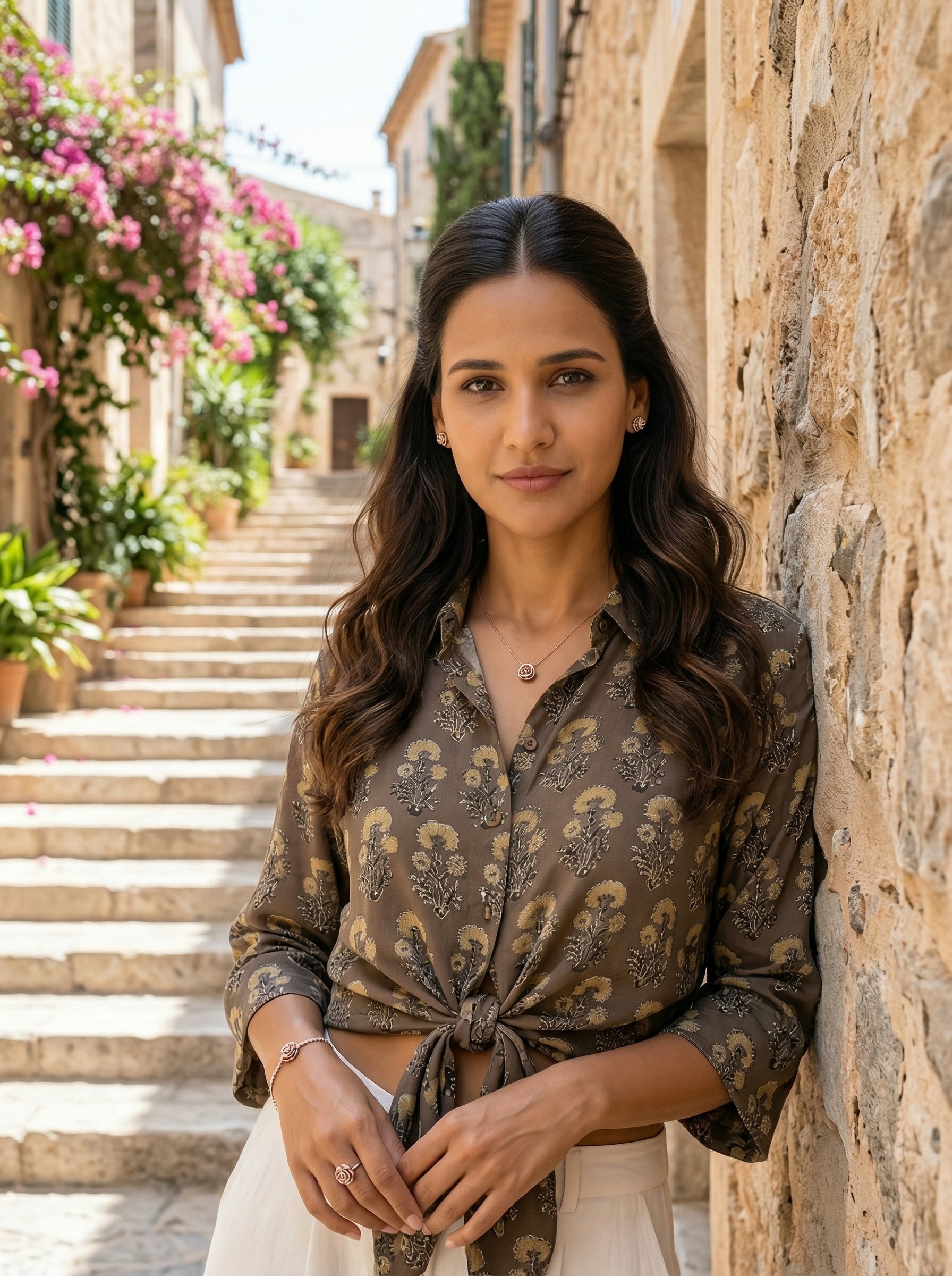 Brown Modal Silk Ajrakh Silk Stories Shirt