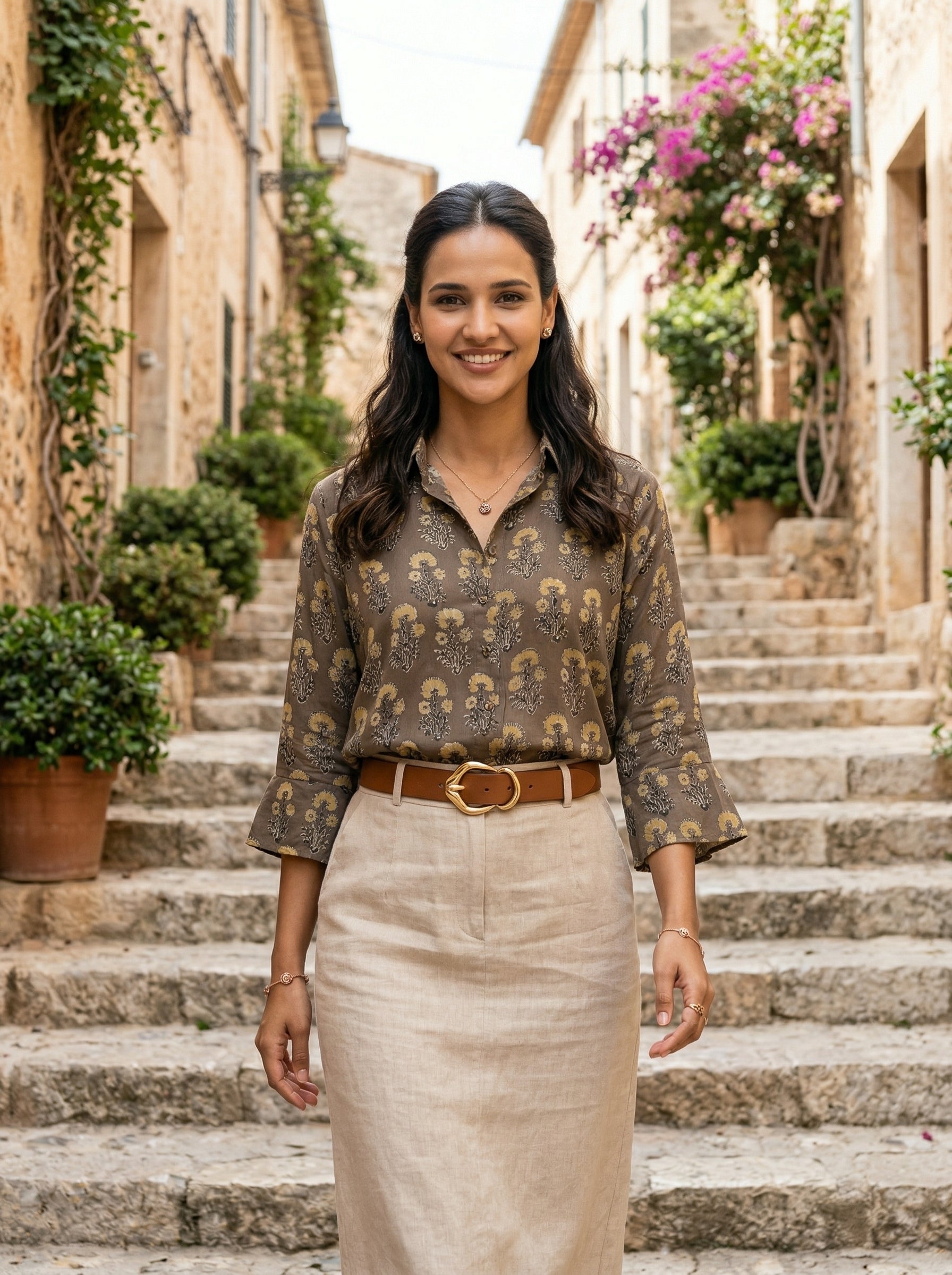 Brown Modal Silk Ajrakh Silk Stories Shirt