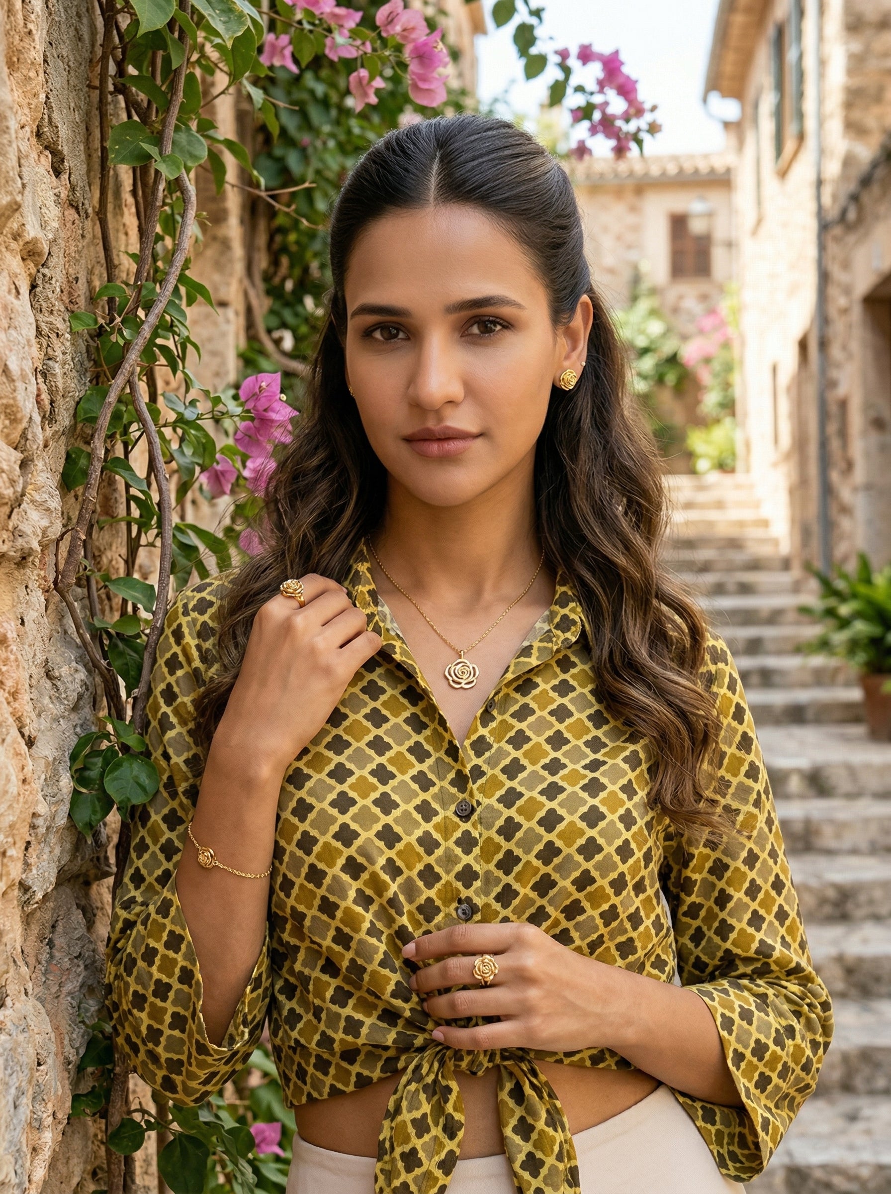 Yellow Black Modal Silk Ajrakh Silk Stories Shirt