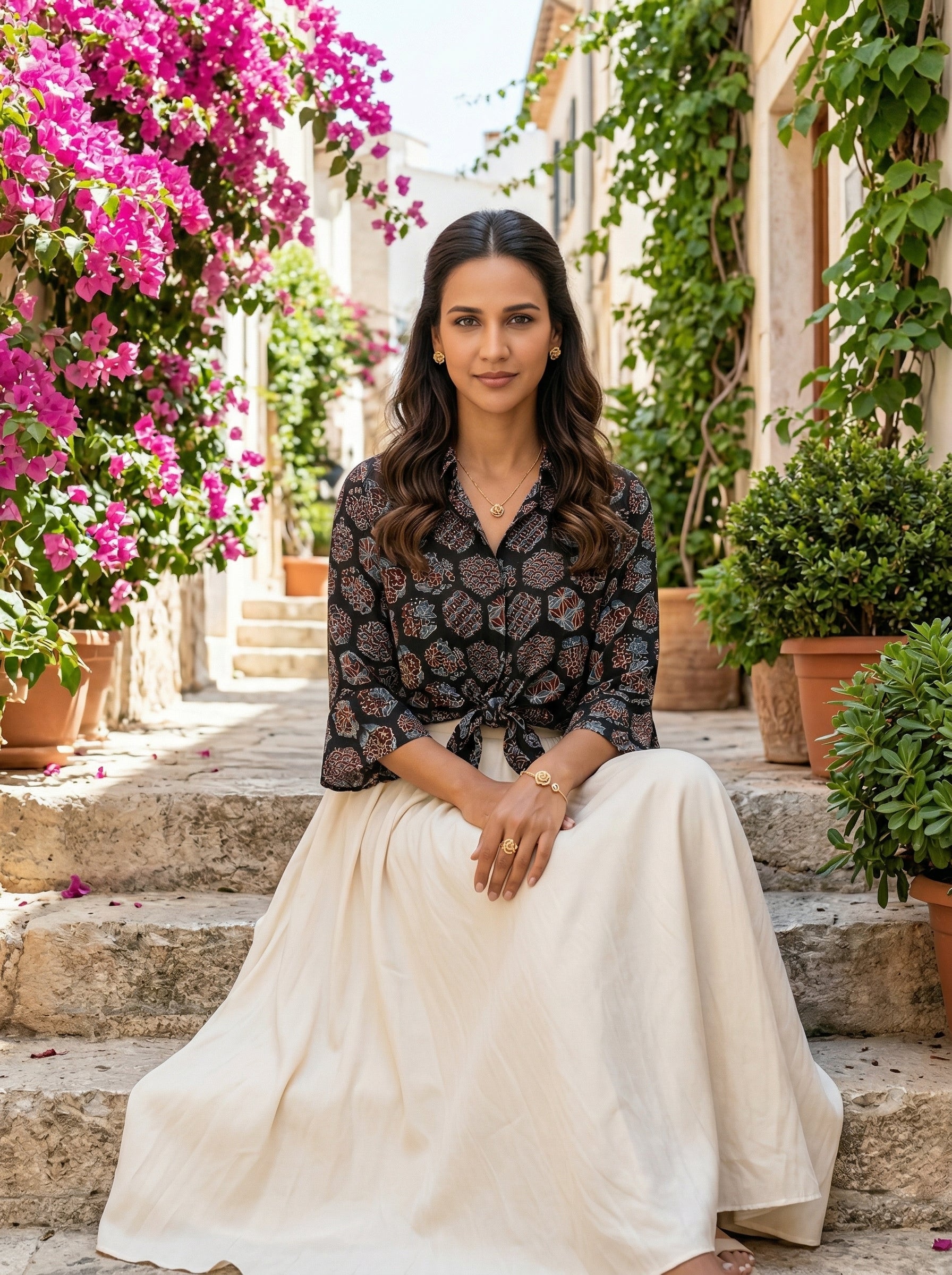 Black Modal Silk Ajrakh Silk Stories Shirt
