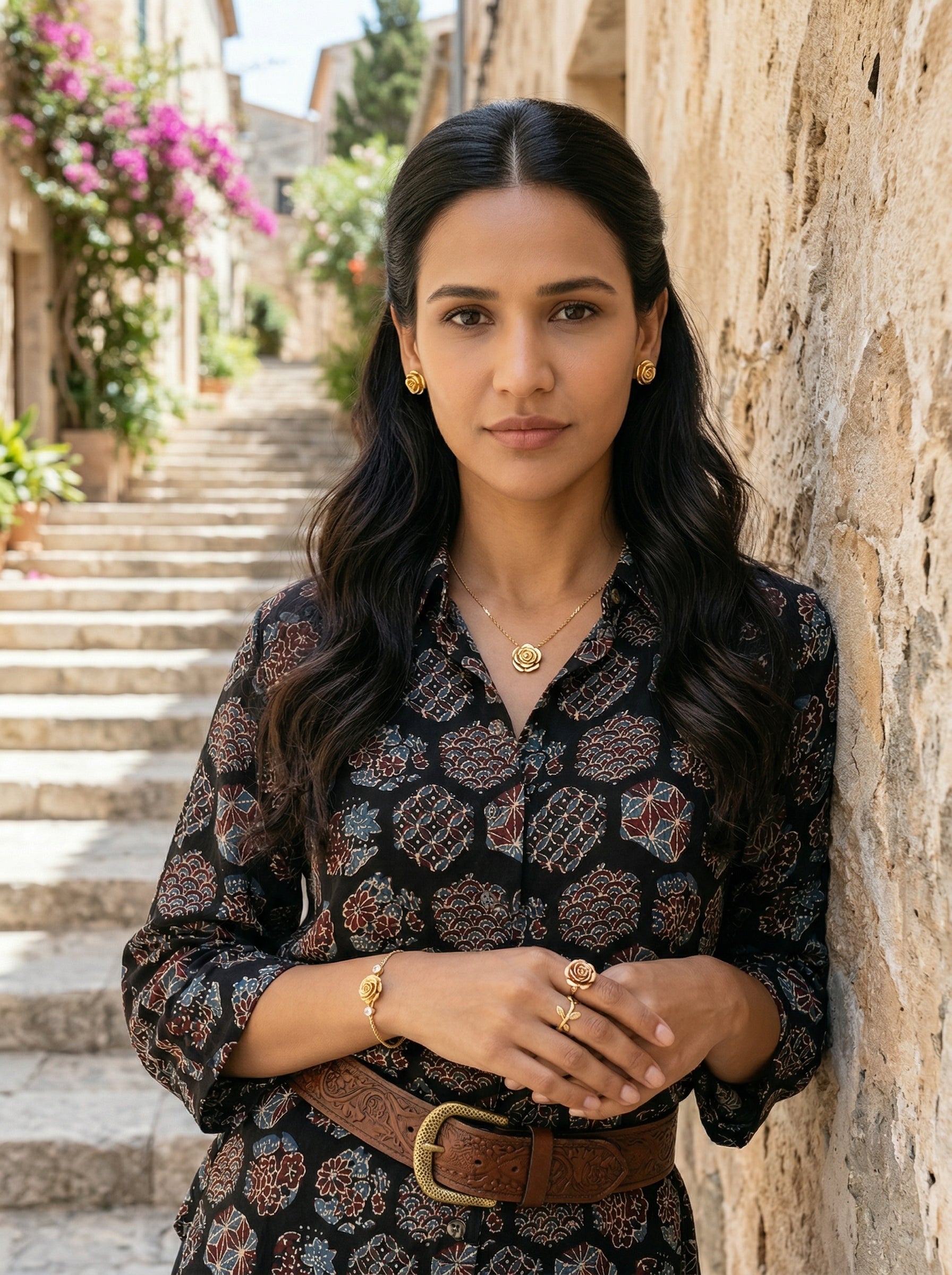 Black Modal Silk Ajrakh Silk Stories Shirt
