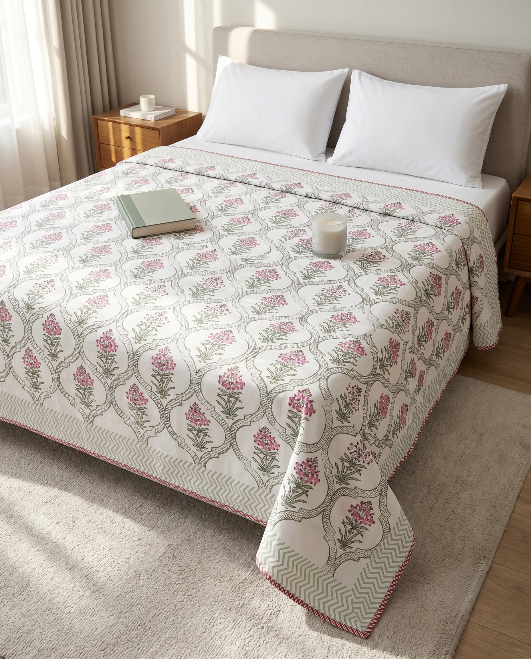 MUGHAL BLOSSOM REVERSIBLE SINGLE DOHAR PREMIUM COTTON