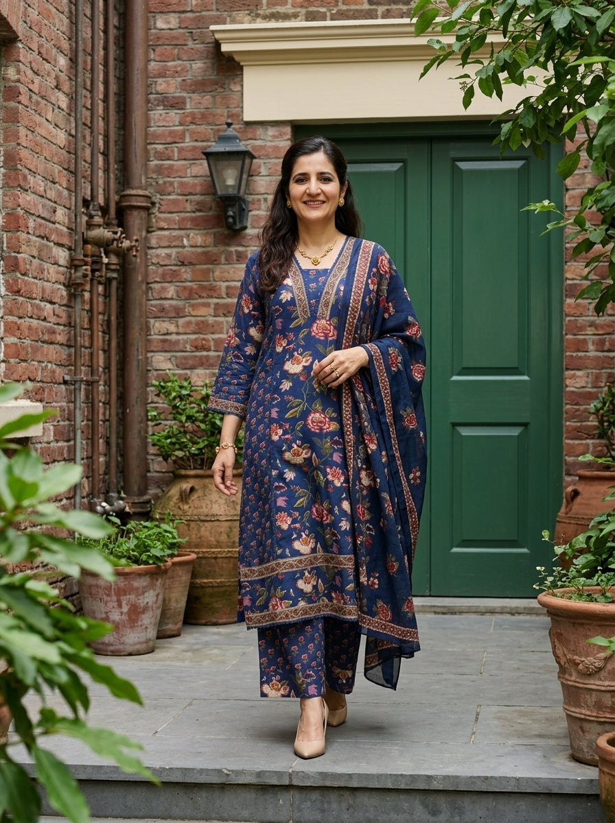 Summer Bloom Cotton Blue KPD Set