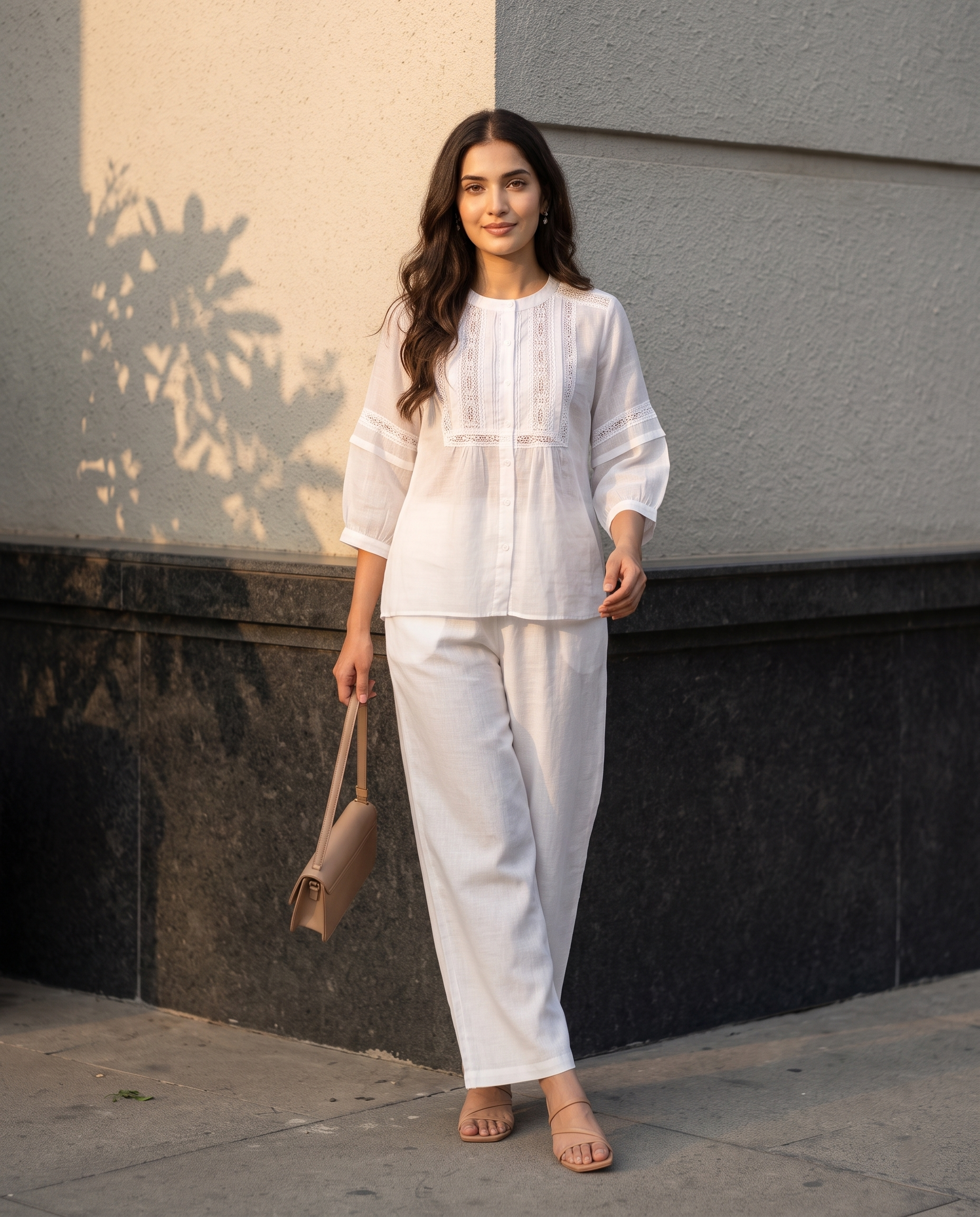 Pearl Lace European Linen Top - Pure White