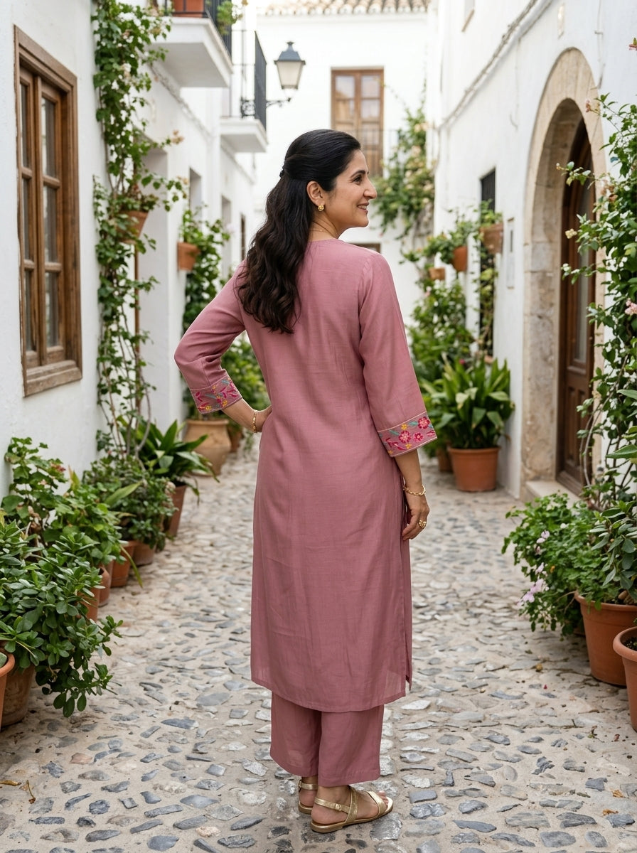 BLOOM VIBE DUSTY PINK MUL MUSLIN KP SET