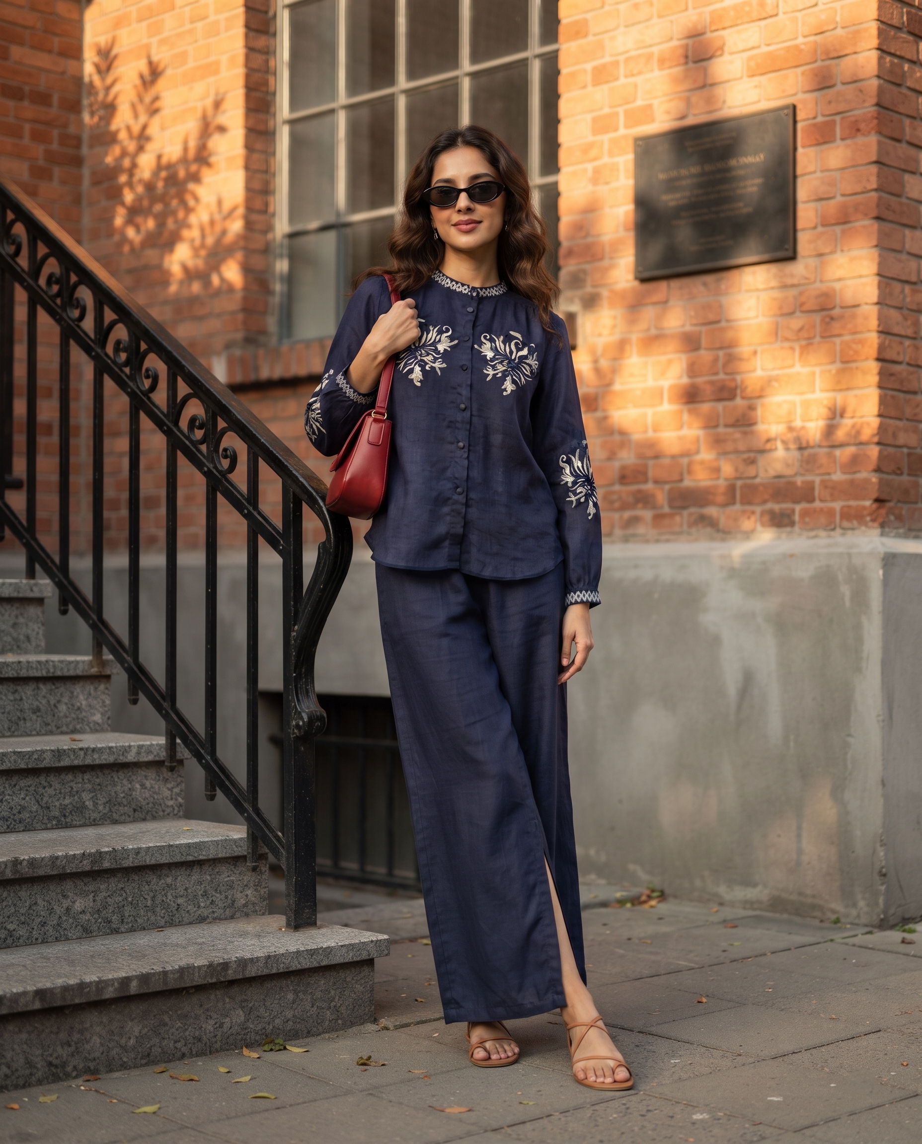 Midnight Muse European Linen Top - Ink Blue
