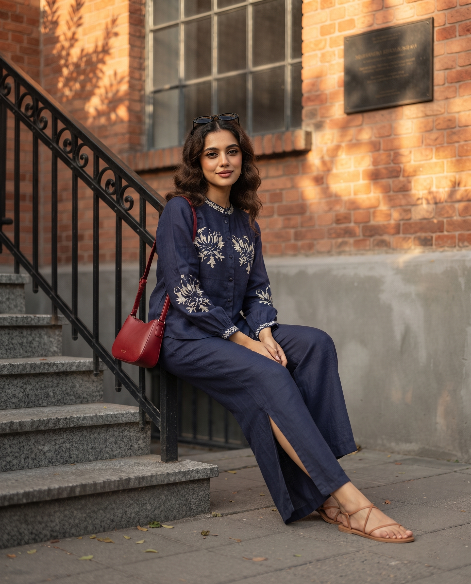 Midnight Muse European Linen Top - Ink Blue