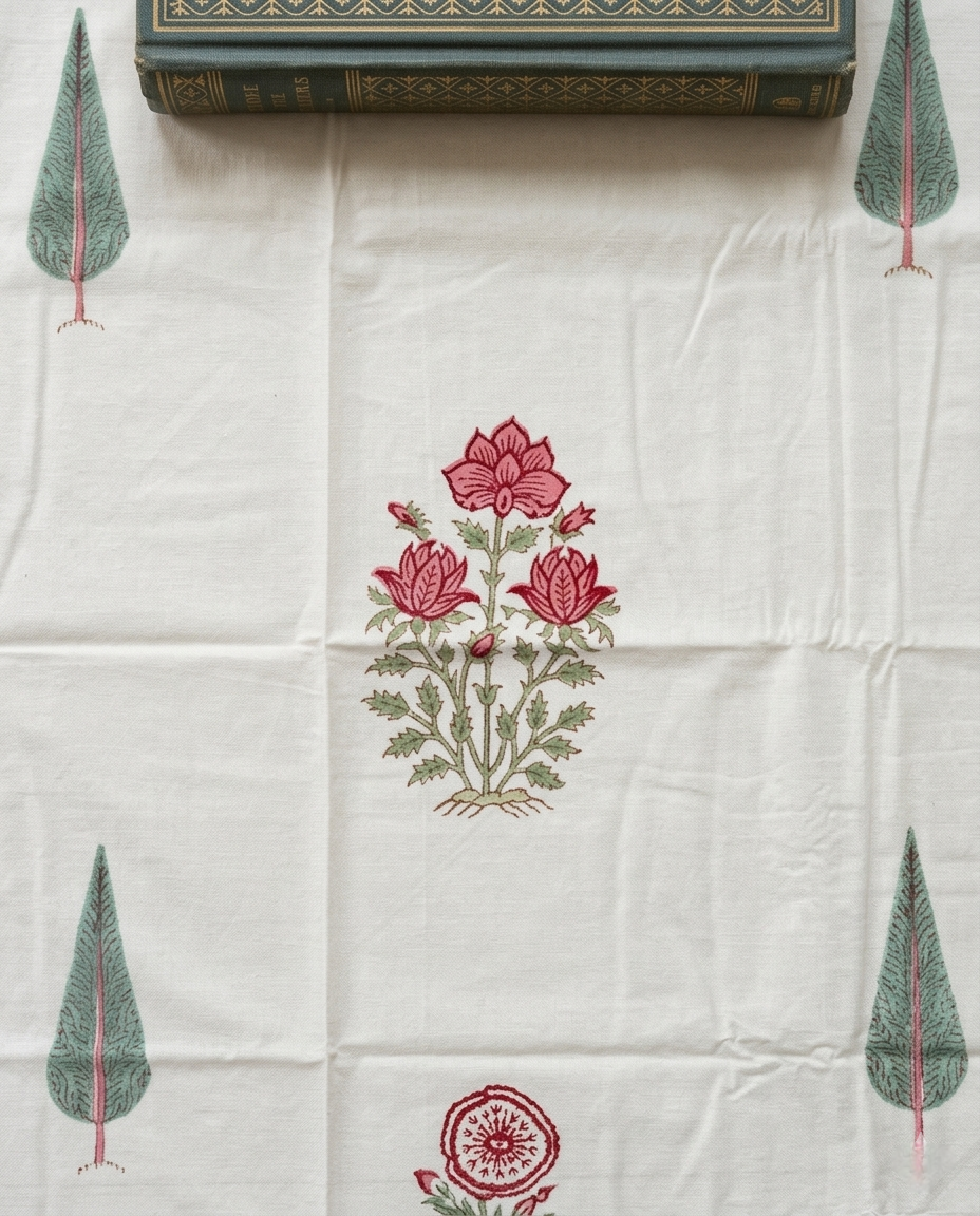 Palm Tree Motif Sage Cotton Premium Cotton Bedsheet