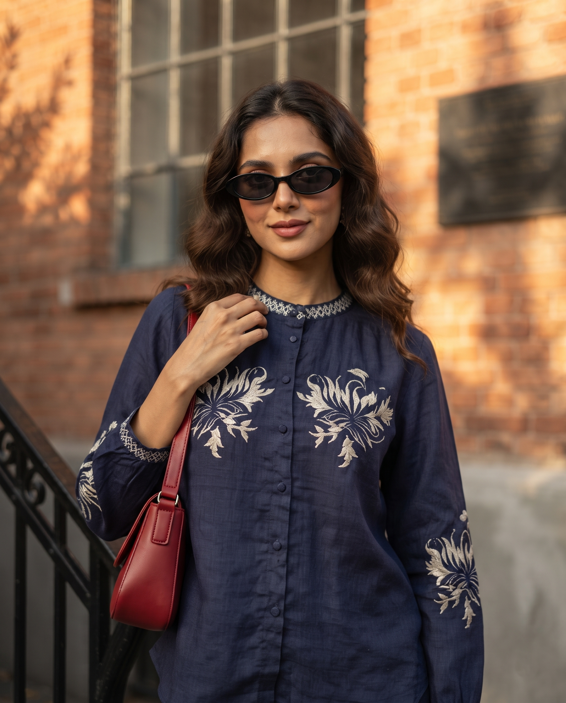 Midnight Muse European Linen Top - Ink Blue