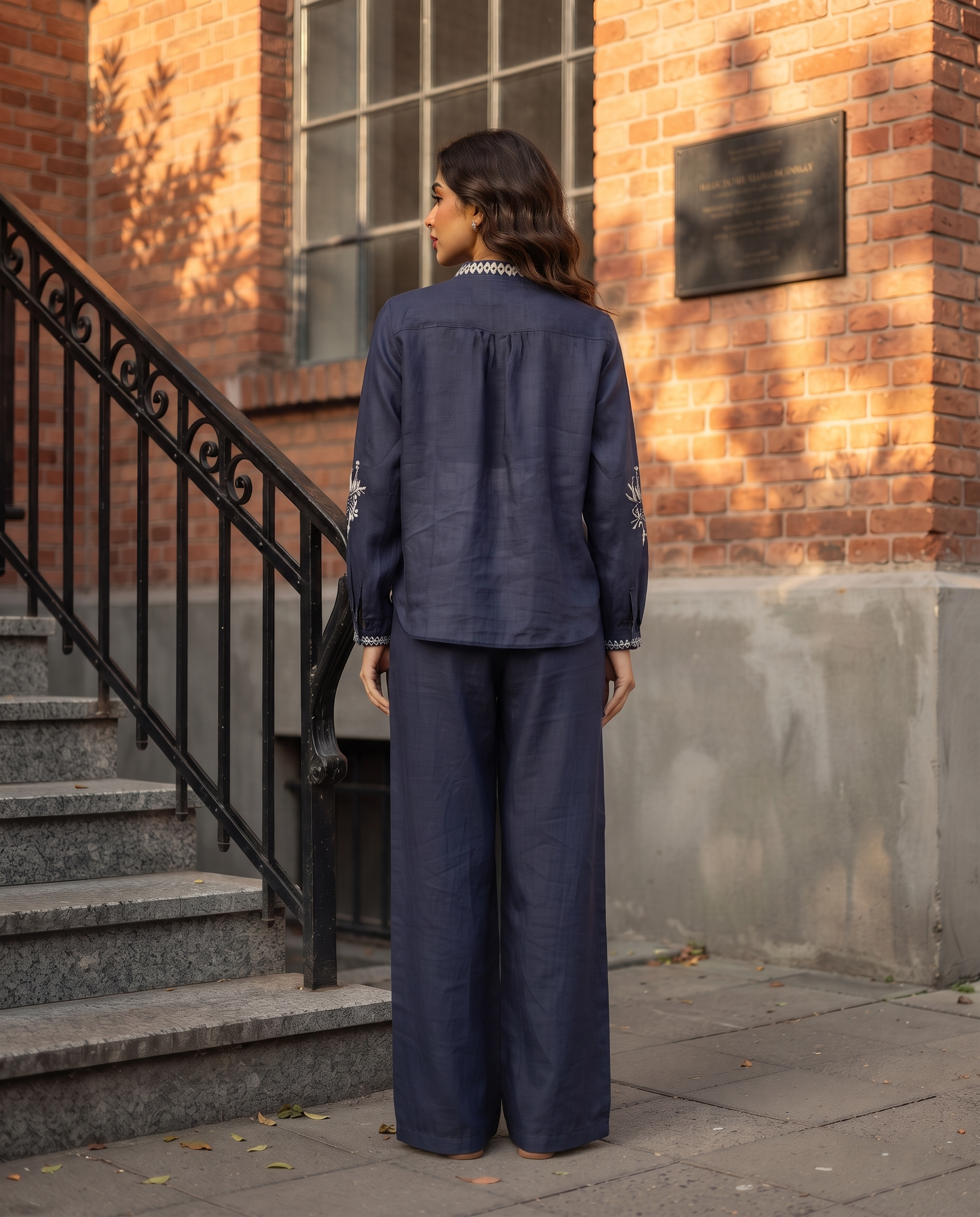 Midnight Muse European Linen Top - Ink Blue