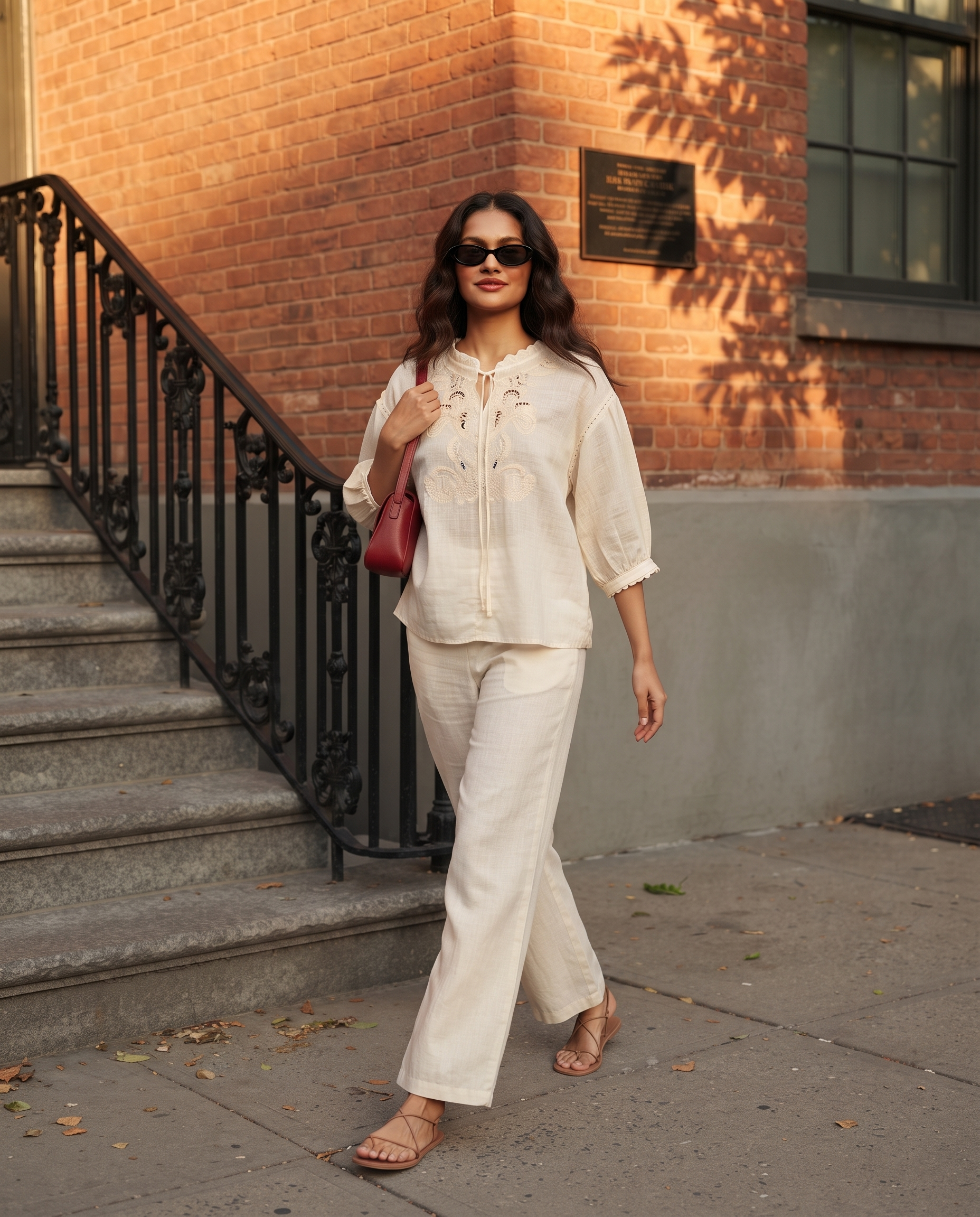 Ivory Bloom European Linen Top - Ivory