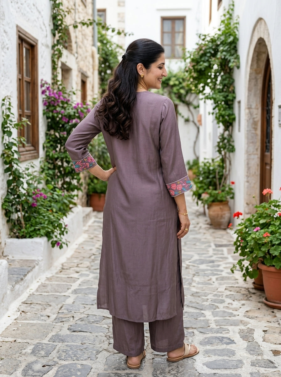 BLOOM VIBE CHARCOAL GREY MUL MUSLIN KP SET