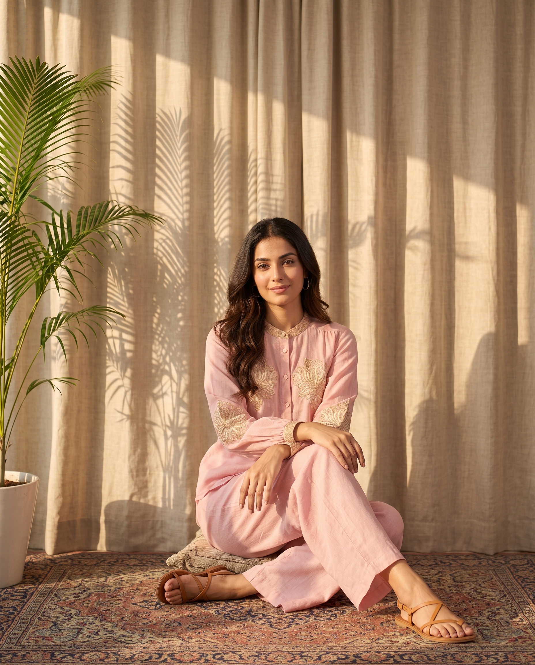 Peony European Linen Top - Rose Pink