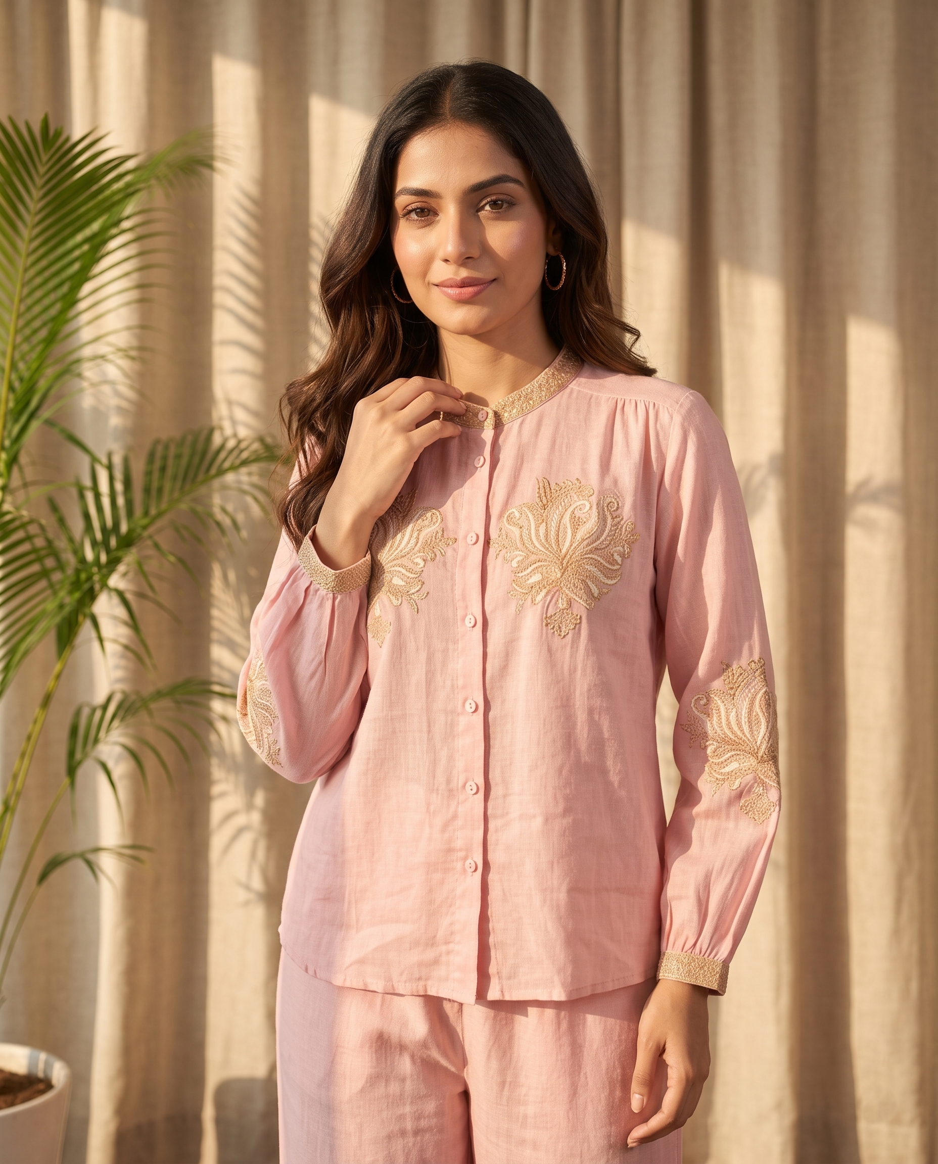 Peony European Linen Top - Rose Pink