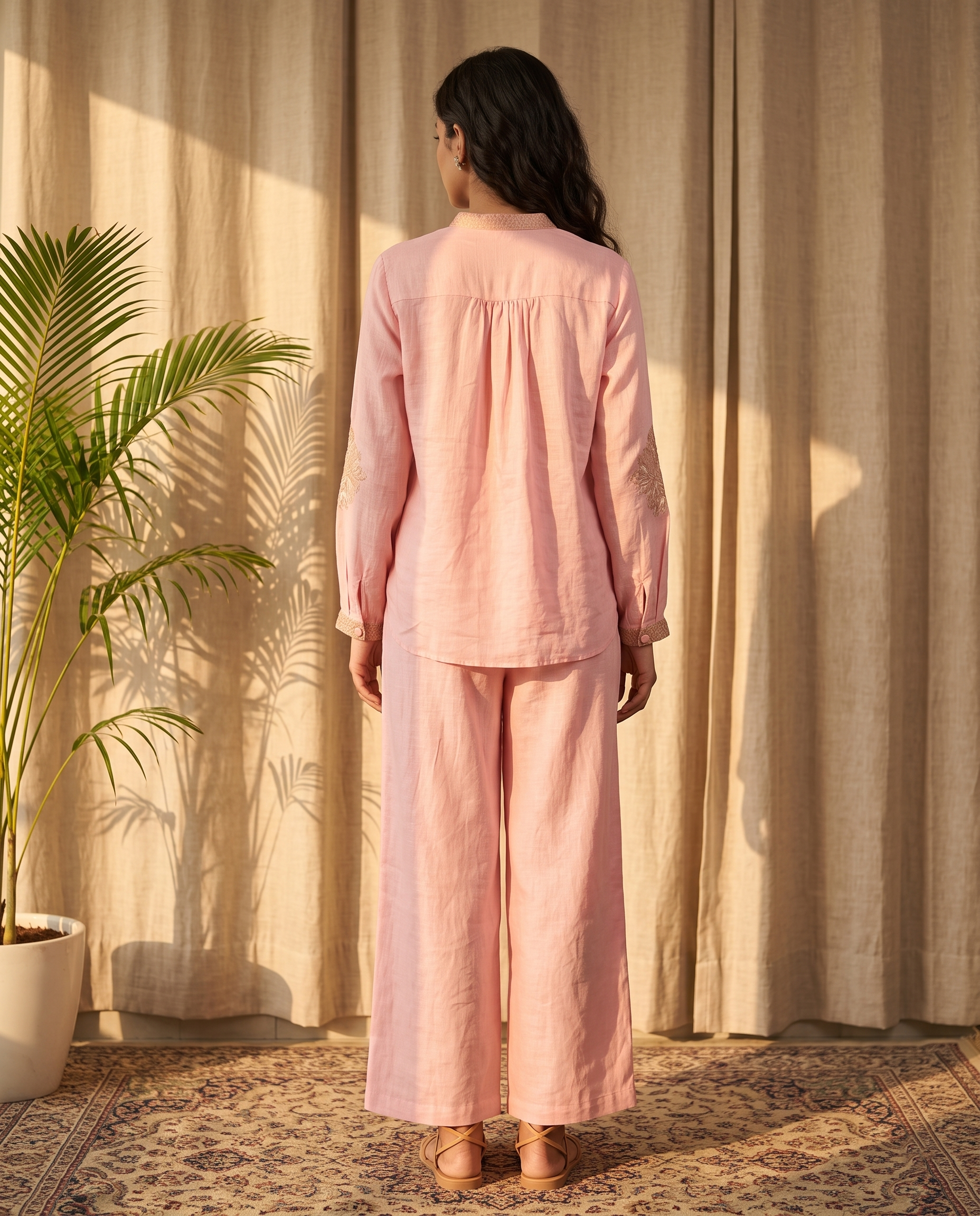 Peony European Linen Top - Rose Pink