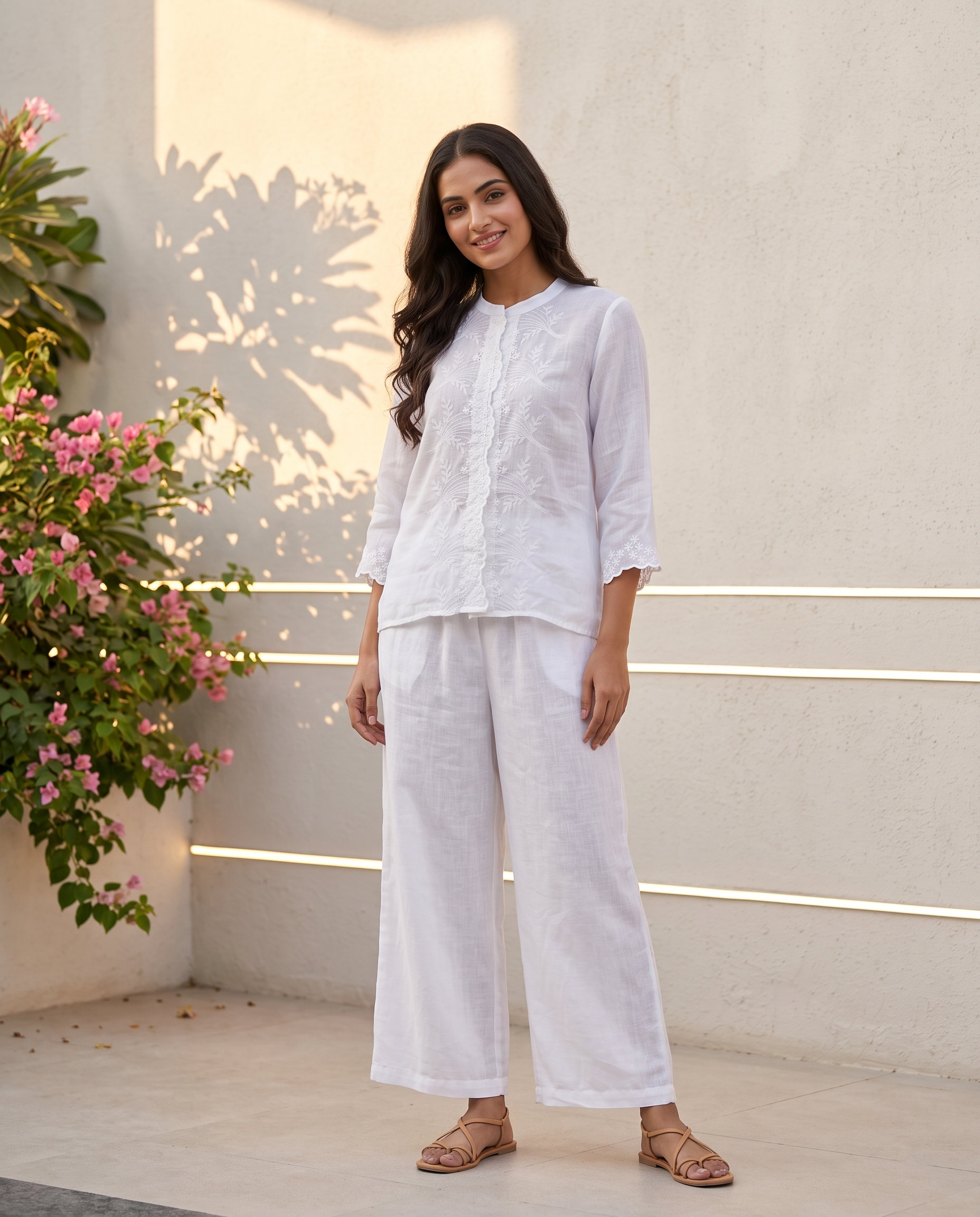 Snowdrop European Linen Top - Cloud White