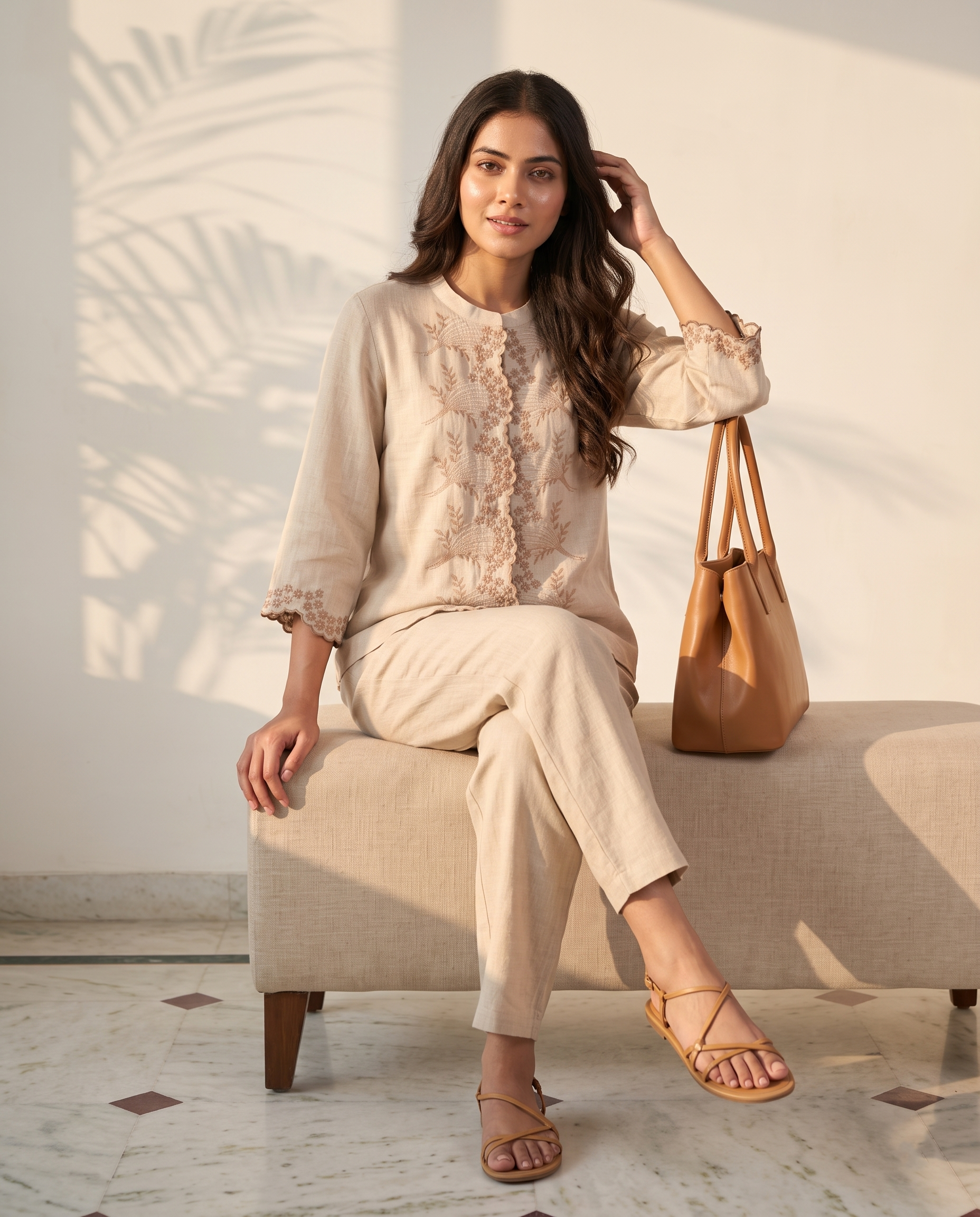 Almond European Linen Top - Soft Cream