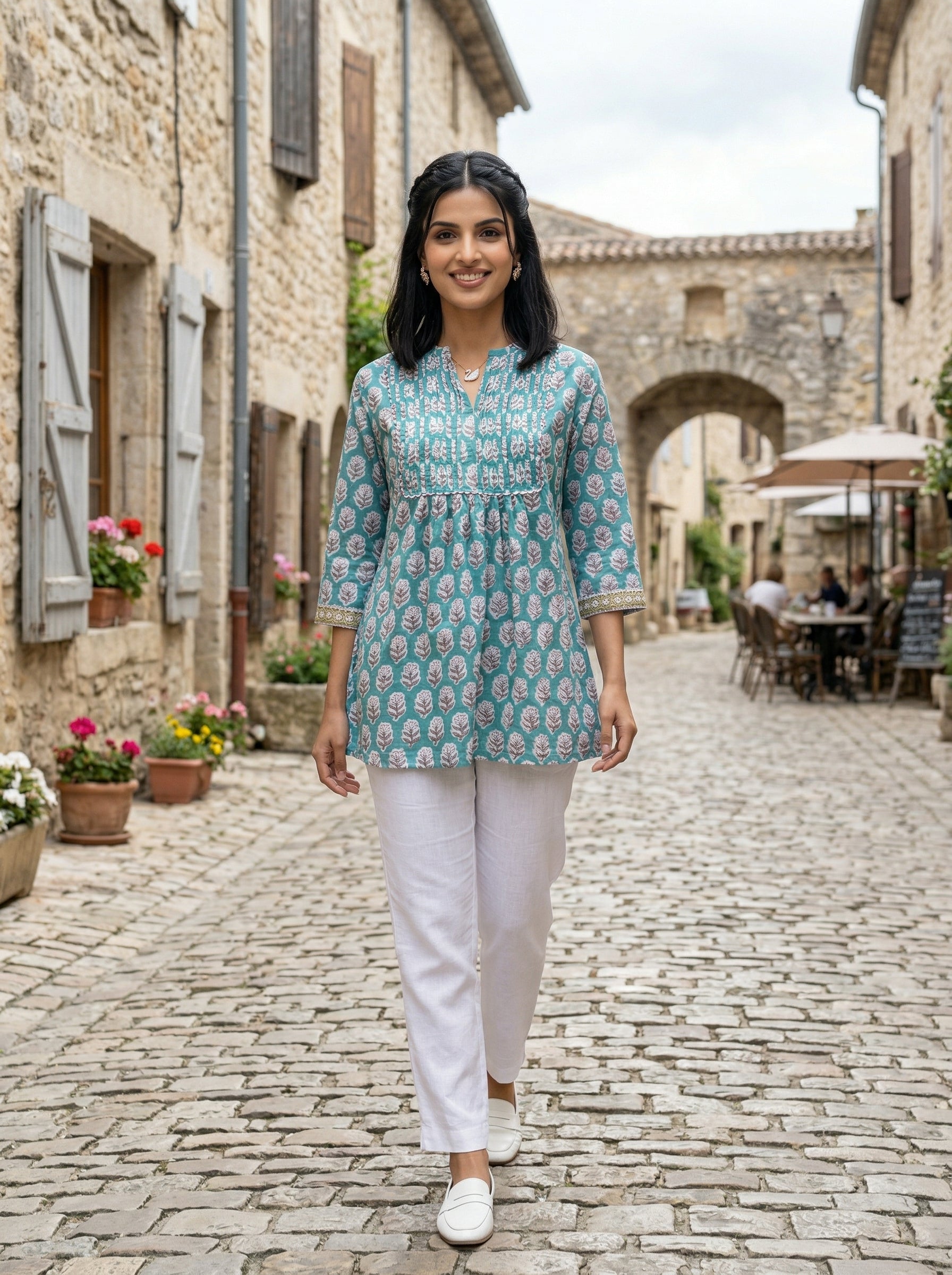 GARDEN GRACE GREEN PREMIUM COTTON TOP