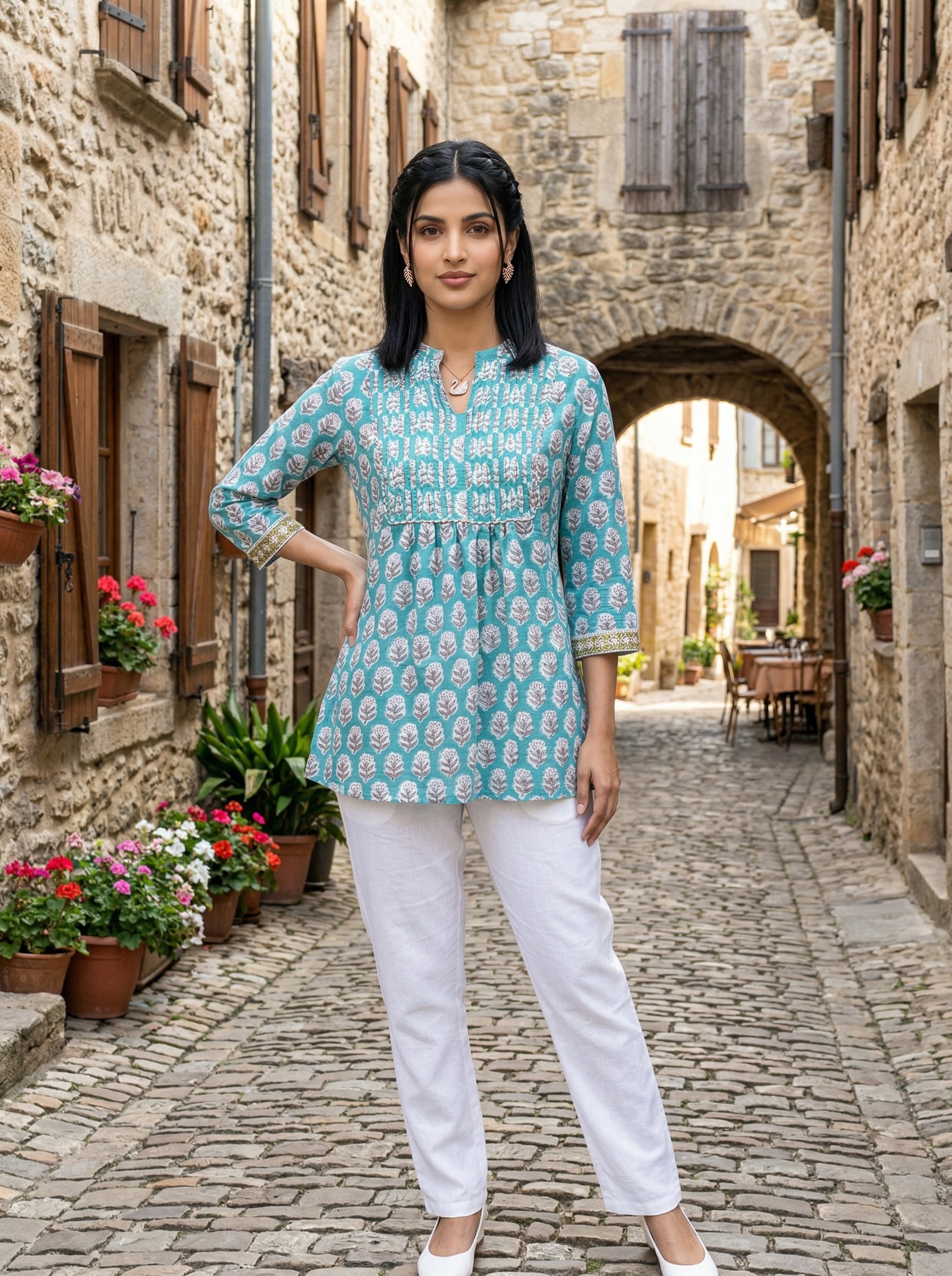 GARDEN GRACE GREEN PREMIUM COTTON TOP